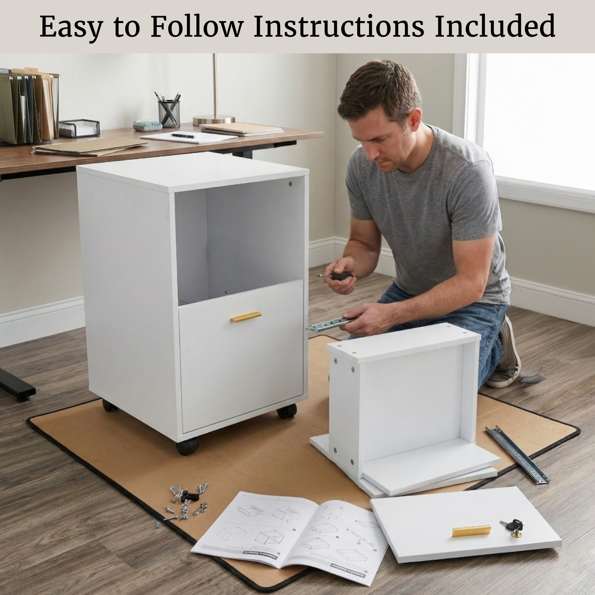 Lavish Home 80-FC-4-WHT Filing-Cabinets - View #2