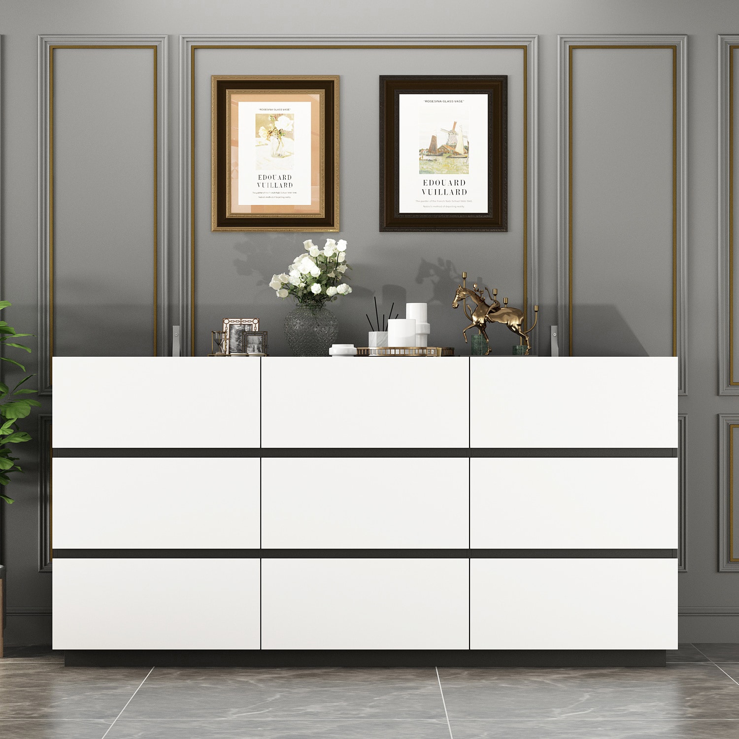 Black+White 9-Drawer Standard Dresser | - FUFU&GAGA RA0080-01