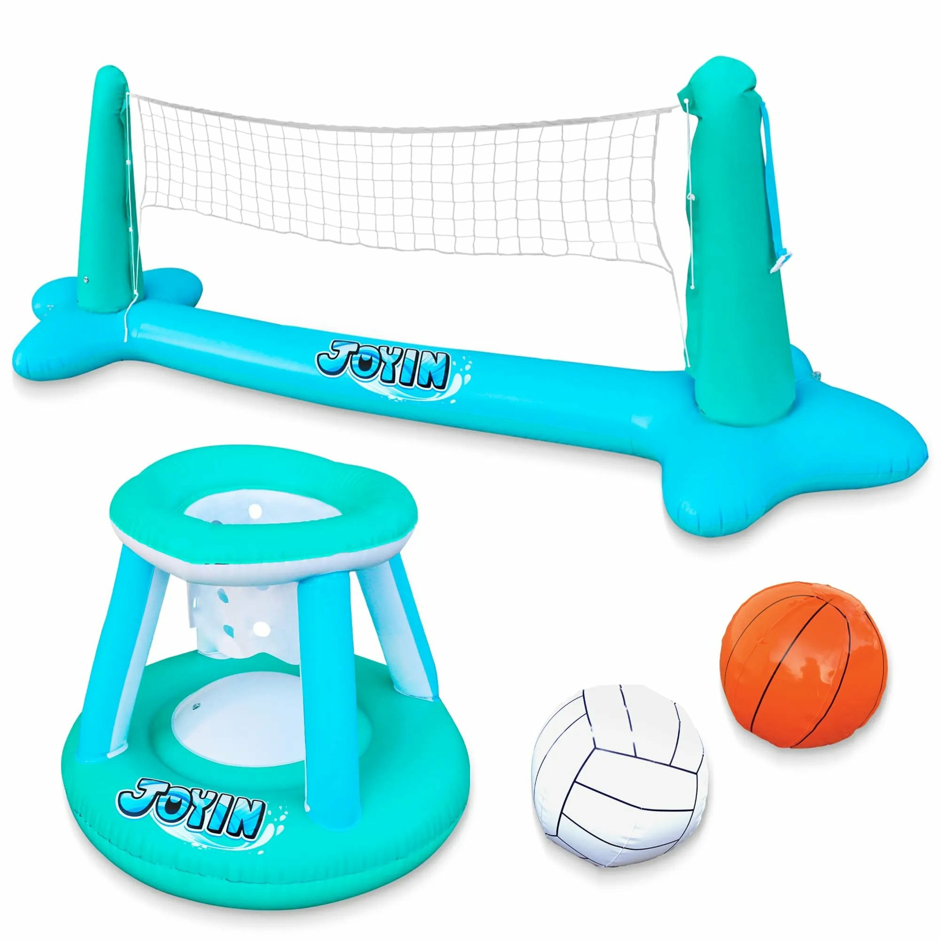 Joyfy 40097 105 inch Inflatable Pool Float Volleyball Net Basketball Blue Swimming pool volleyball/basketball set