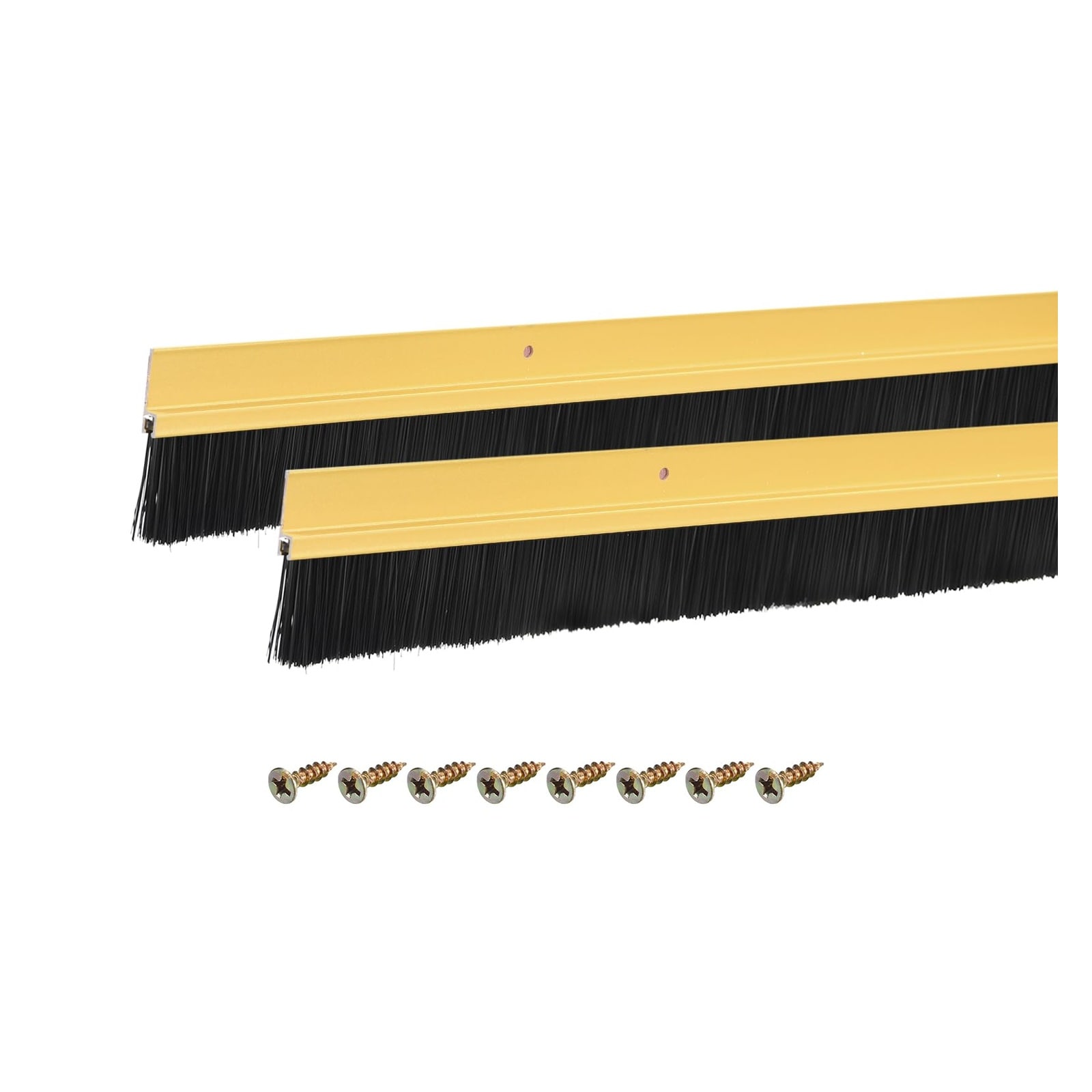 Afoxsos  Door Brush Bottom Sweep H-Shape Aluminum Alloy Base with 1.2 inch Nylon Brush 47 inch Length Golden Color durable home and garden