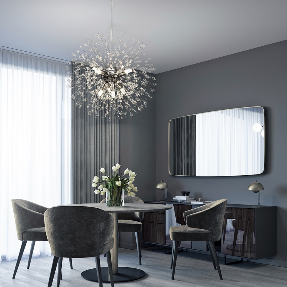 EDISLIVE Y81010000004498 8 -Light Chrome Modern/contemporary For Use in Bedrooms, Dining Rooms, Foyers, Kitchens, Living Rooms Chandelier