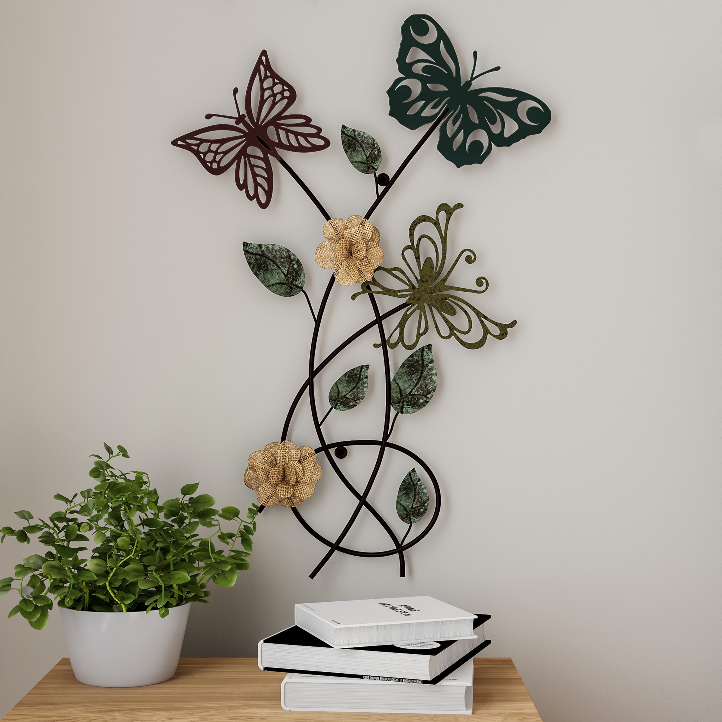 New Design Mirror Wall Sticker Luxury Butterfly Flower Vine