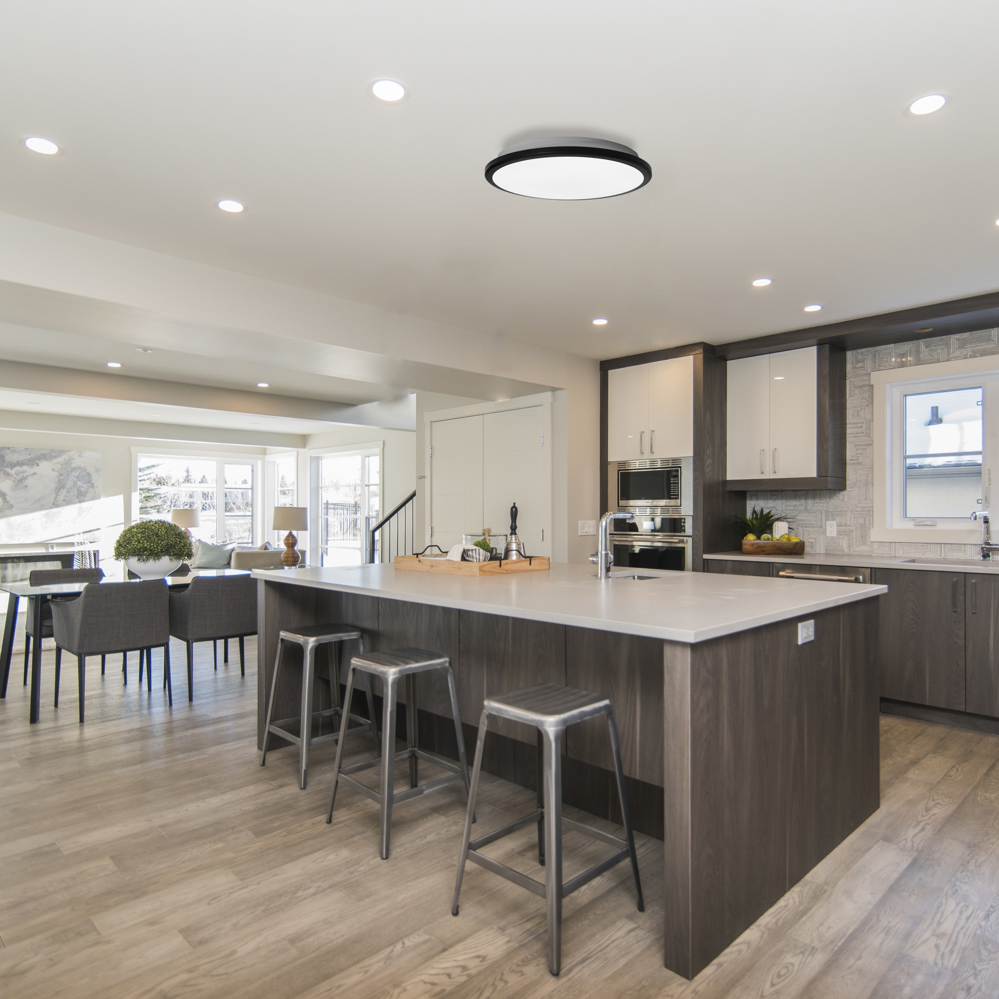 12" Black Aluminum LED Flush Mount Ceiling Light