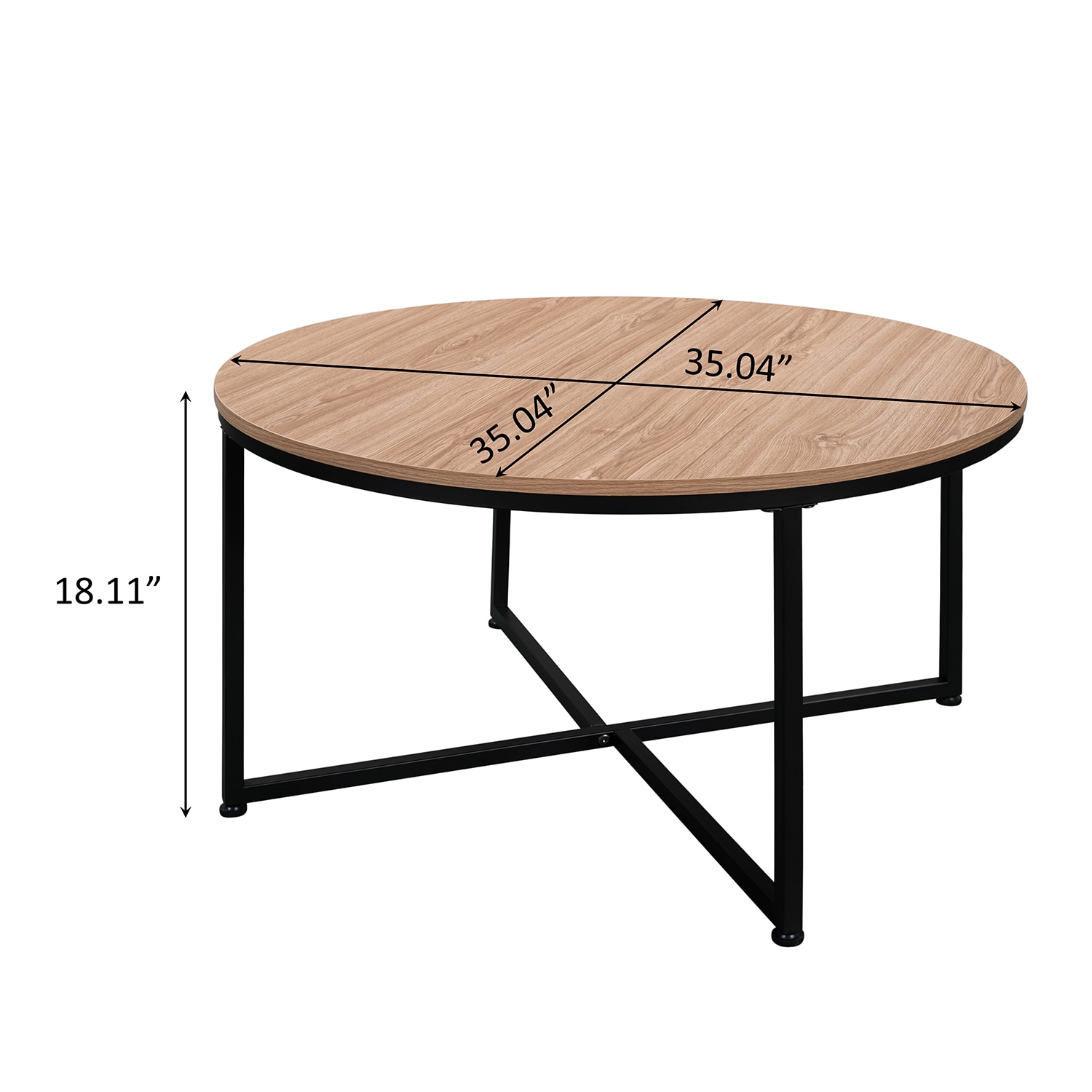 Owl & Trowel Ltd. - Round Coffee Table  Greige With a mix of rustic Greige  engineered wood and matte black metal, this circular coffee table gives  your living room a look