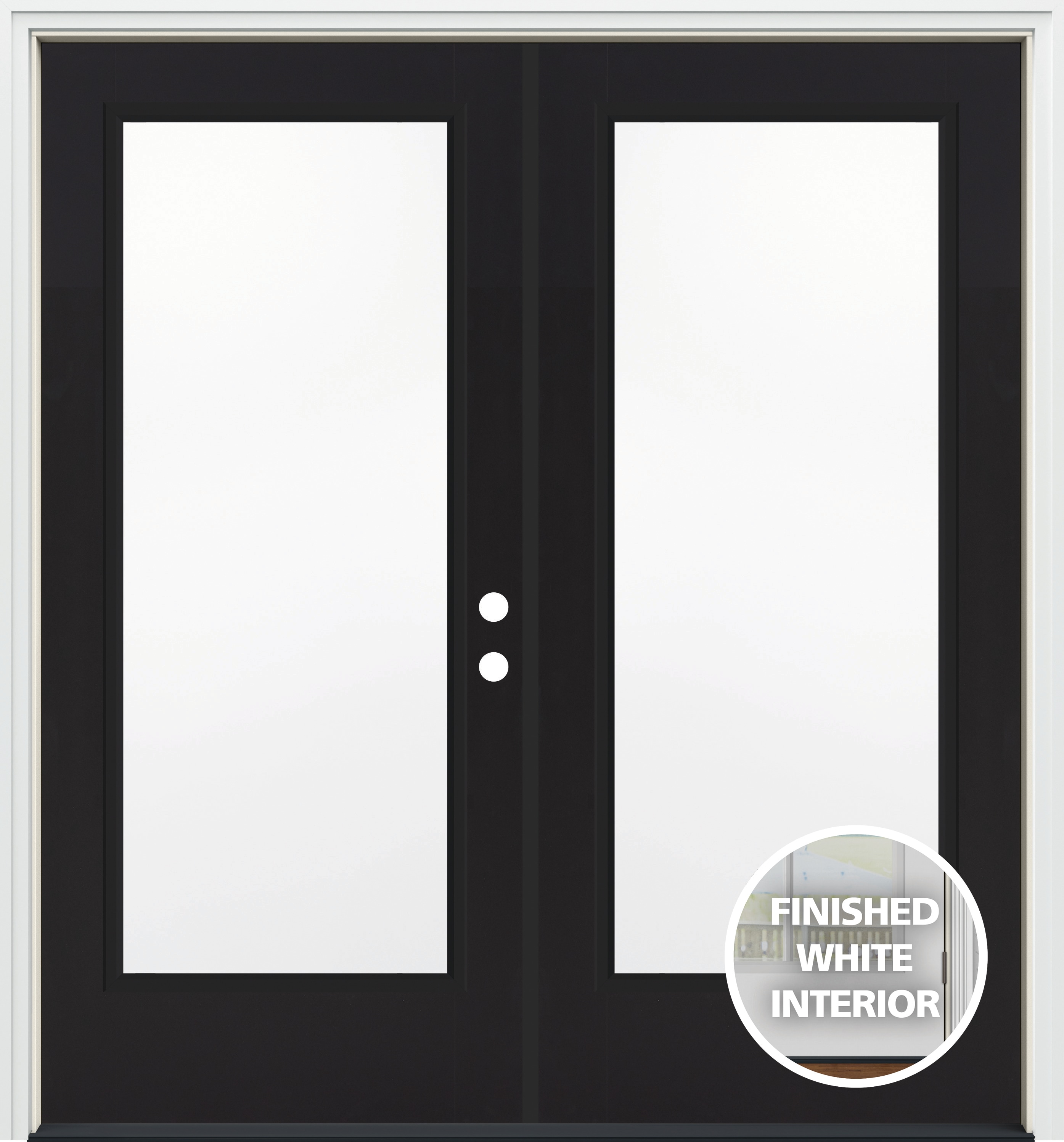 S-2500 72-in x 80-in x 4-9/16-in Jamb Low-e Black Steel French Left-Hand Inswing Double Patio Door Brickmould Included | - JELD-WEN JW238700019