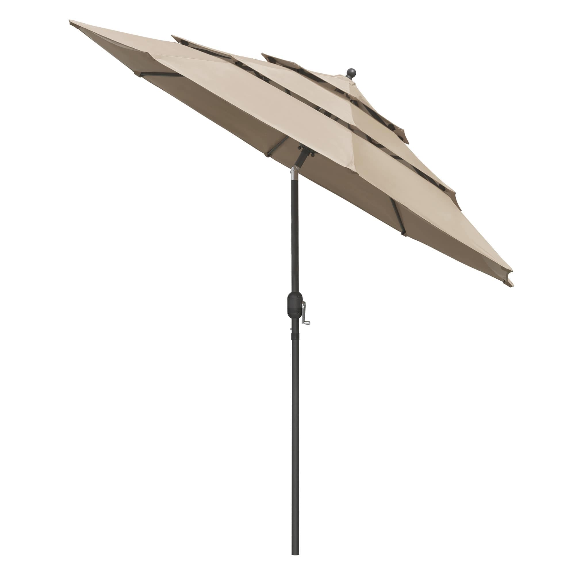 Yescom 07UMB039-3T10F-10-LO 10 Ft 3 Tier Patio Umbrella with Crank Handle Push to Tilt Aluminum Backyard