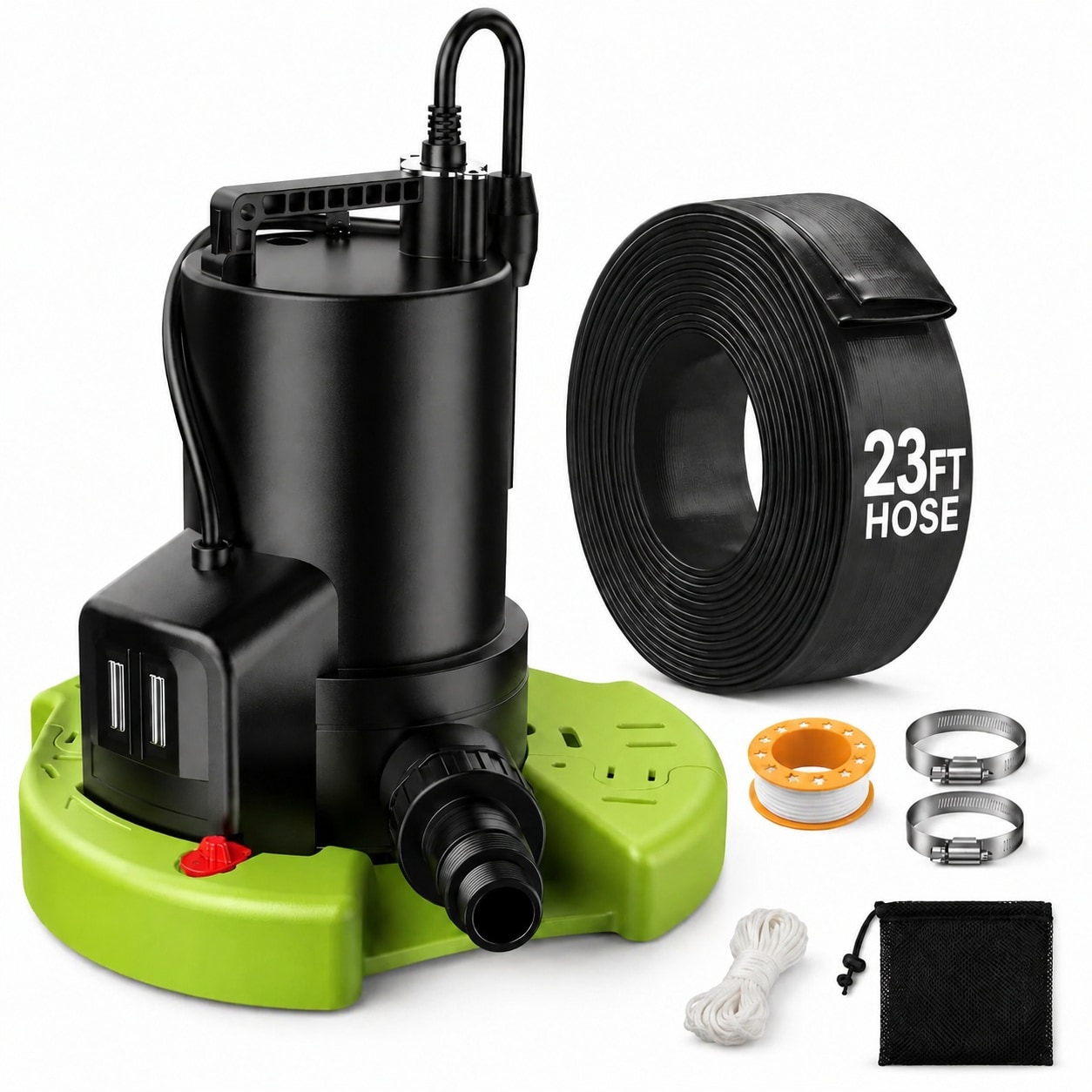 CYIKE 3035 GPH Automatic Pool Cover Pump with 23ft Hose Kit 1/3 HP ...