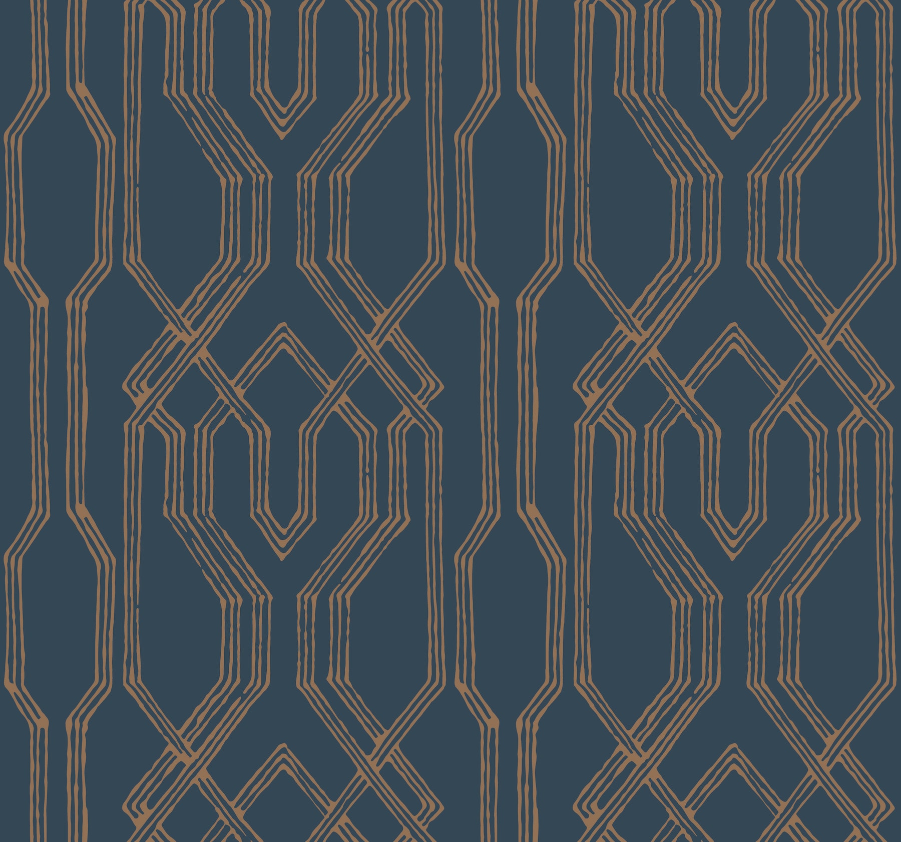 York Wallcoverings AF6561 Ronald Redding Designs Tea Garden 60.8-Sq. Feet Blue Non-woven Geometric Unpasted Wallpaper