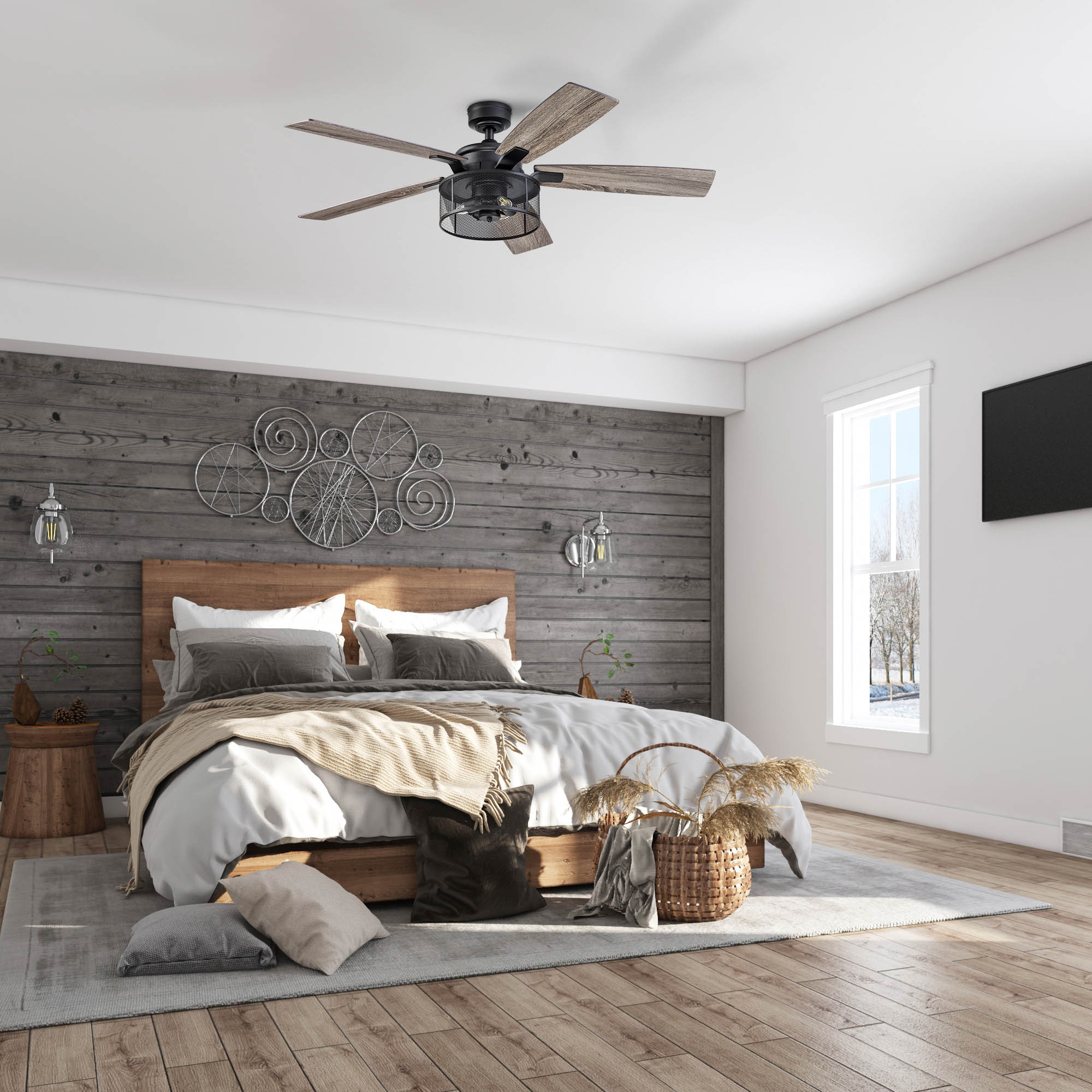 Carnegie 52" Matte Black Ceiling Fan with LED Lights and Remote