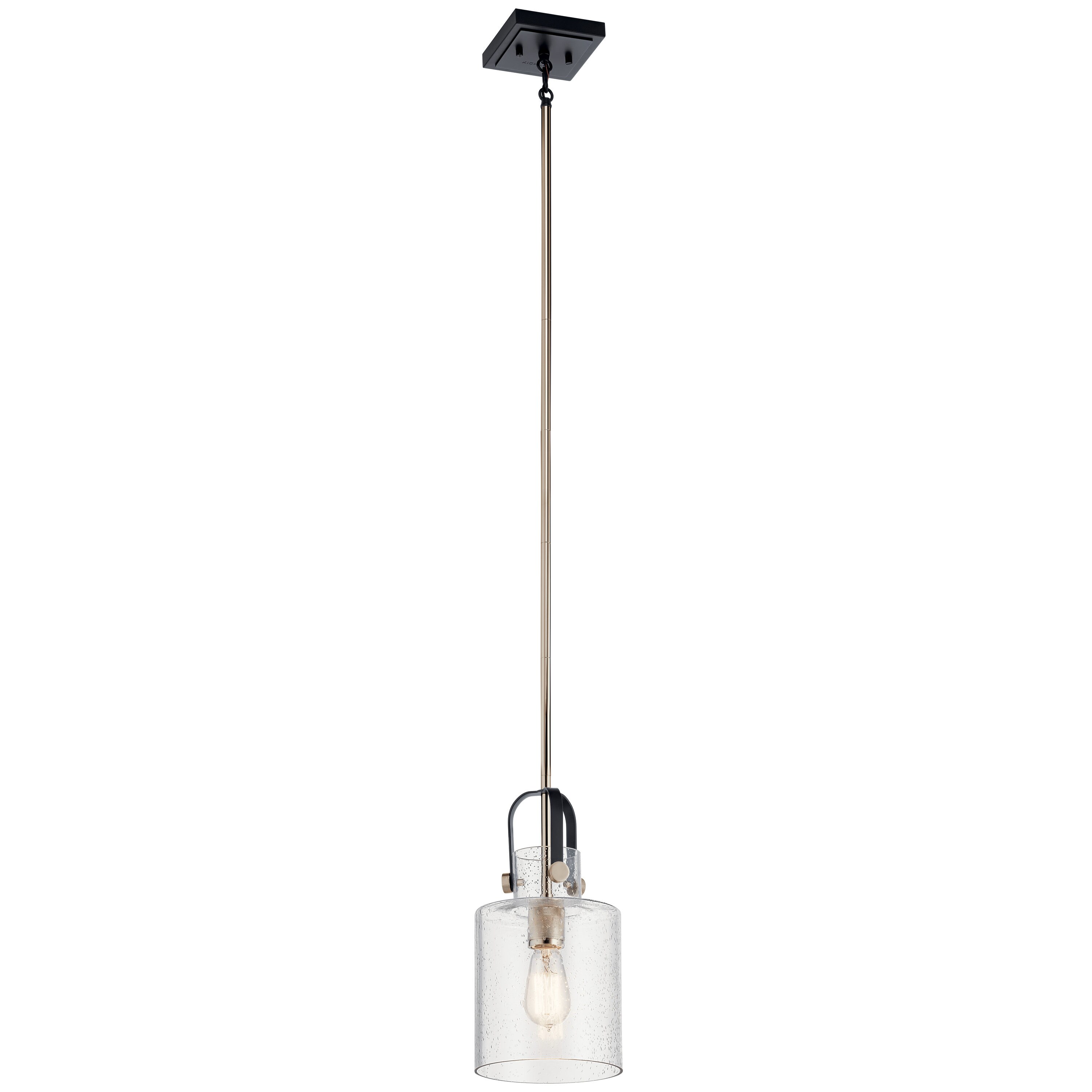 Kichler 52035PN Kitner 1 -Light Polished Nickel Vintage Seeded glass Jar Small Hanging Pendant light