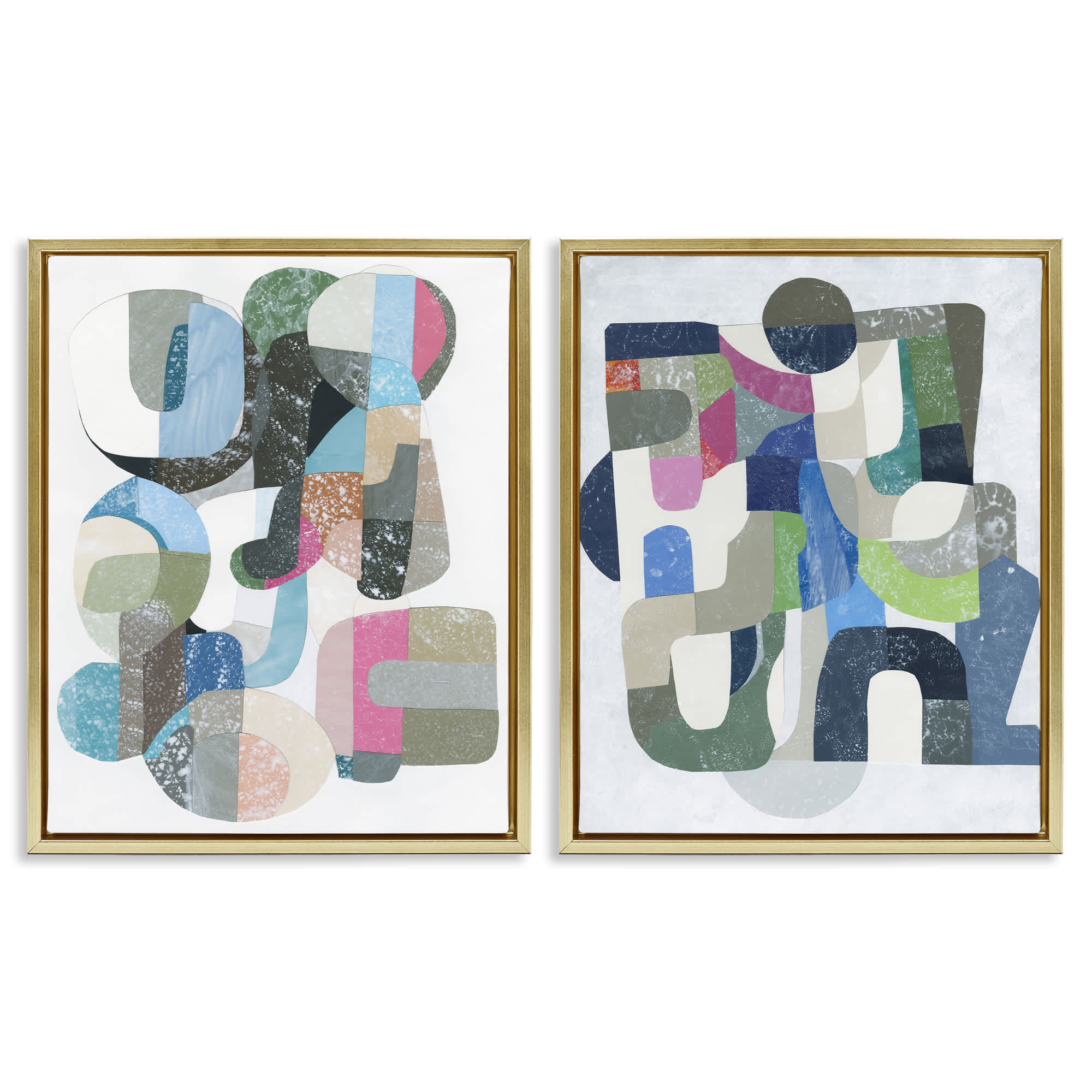 Stupell Industries B2-756-FFG-2PC-16X20 Retro Pastel Geometrics 2pc Floating Frame Set design by Coco Good