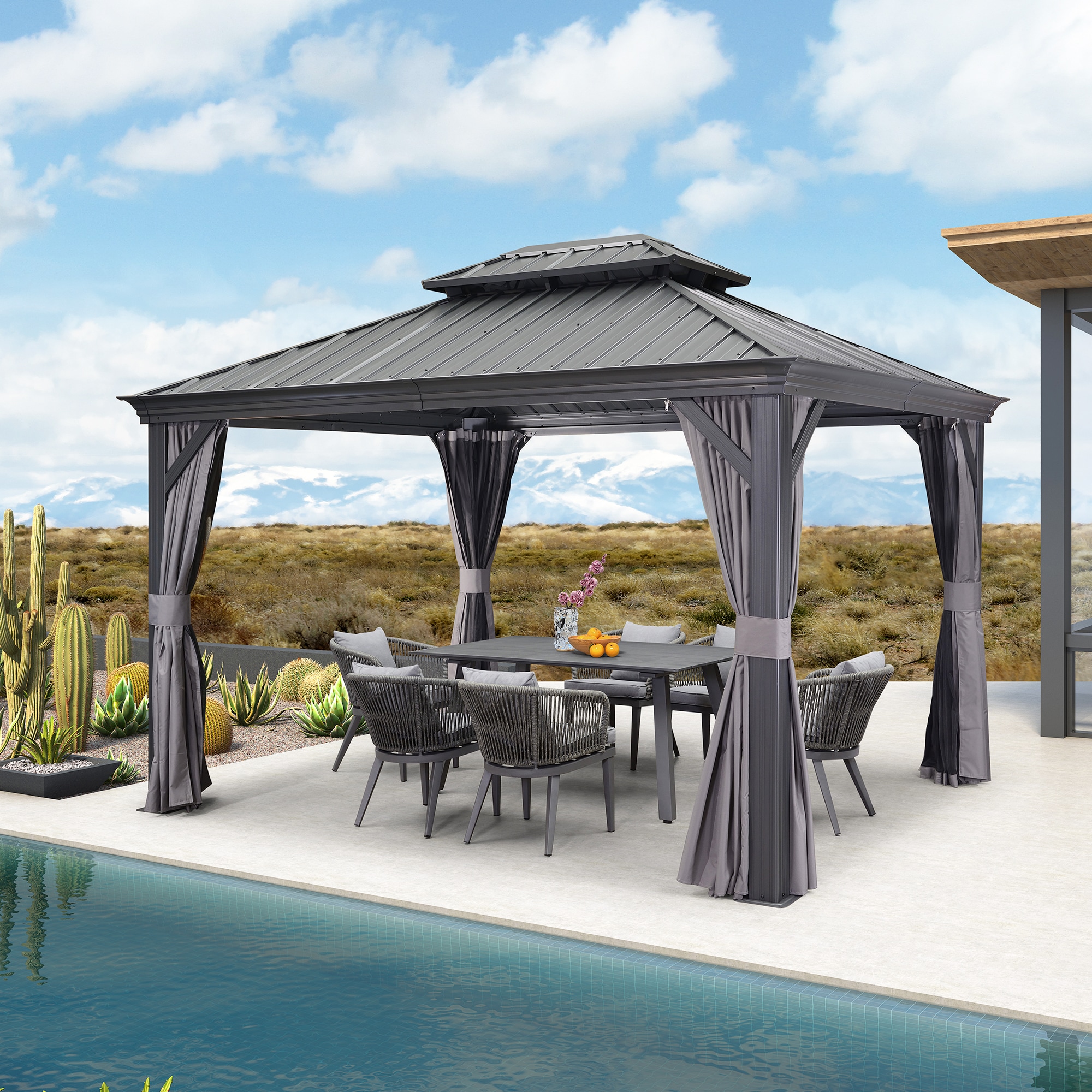 PURPLE LEAF LS04GHTG1012 Permanent Hardtop Gazebo with Screen Included