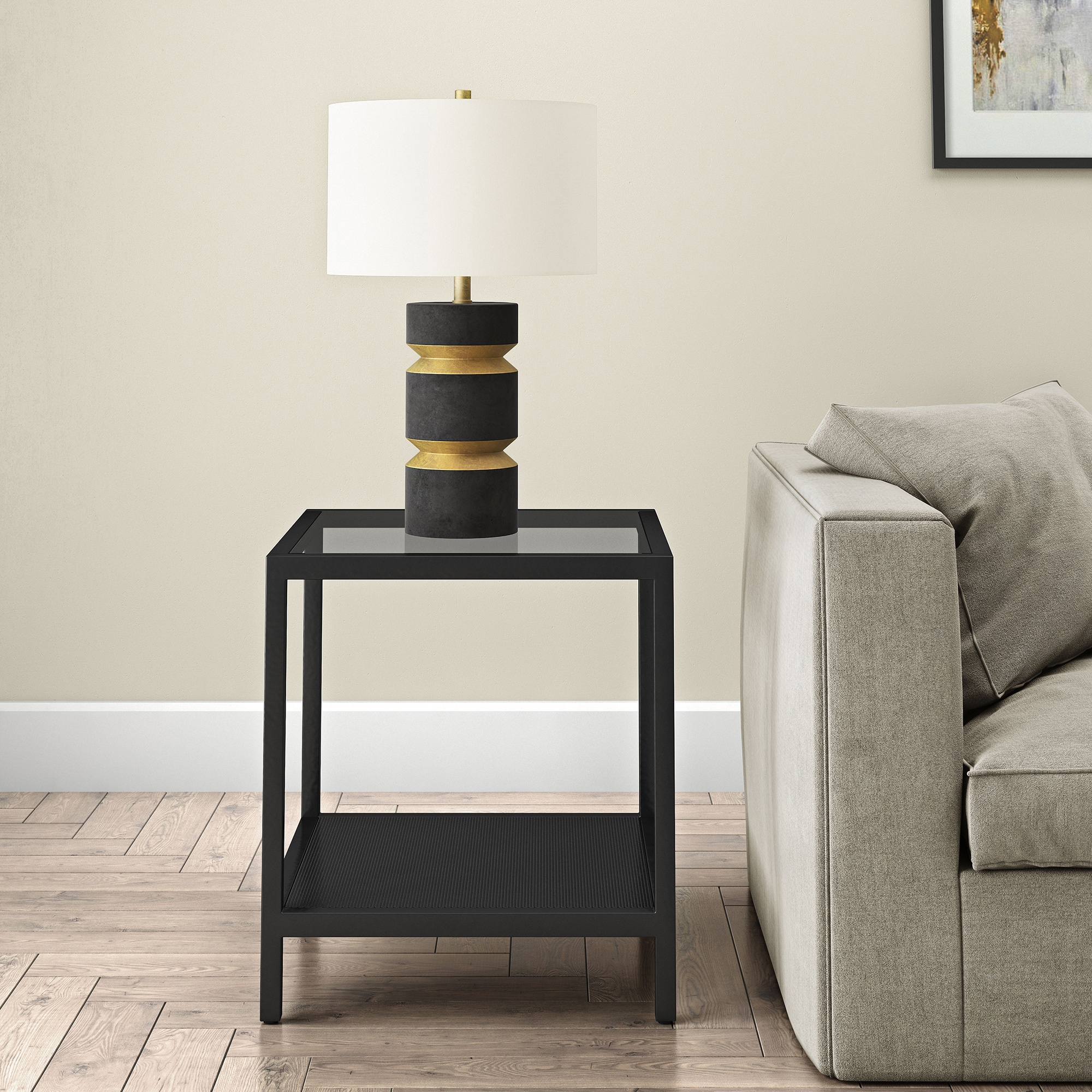 Hailey Home Rigan 20-in W x 22-in H Blackened Bronze Glass End Table ...