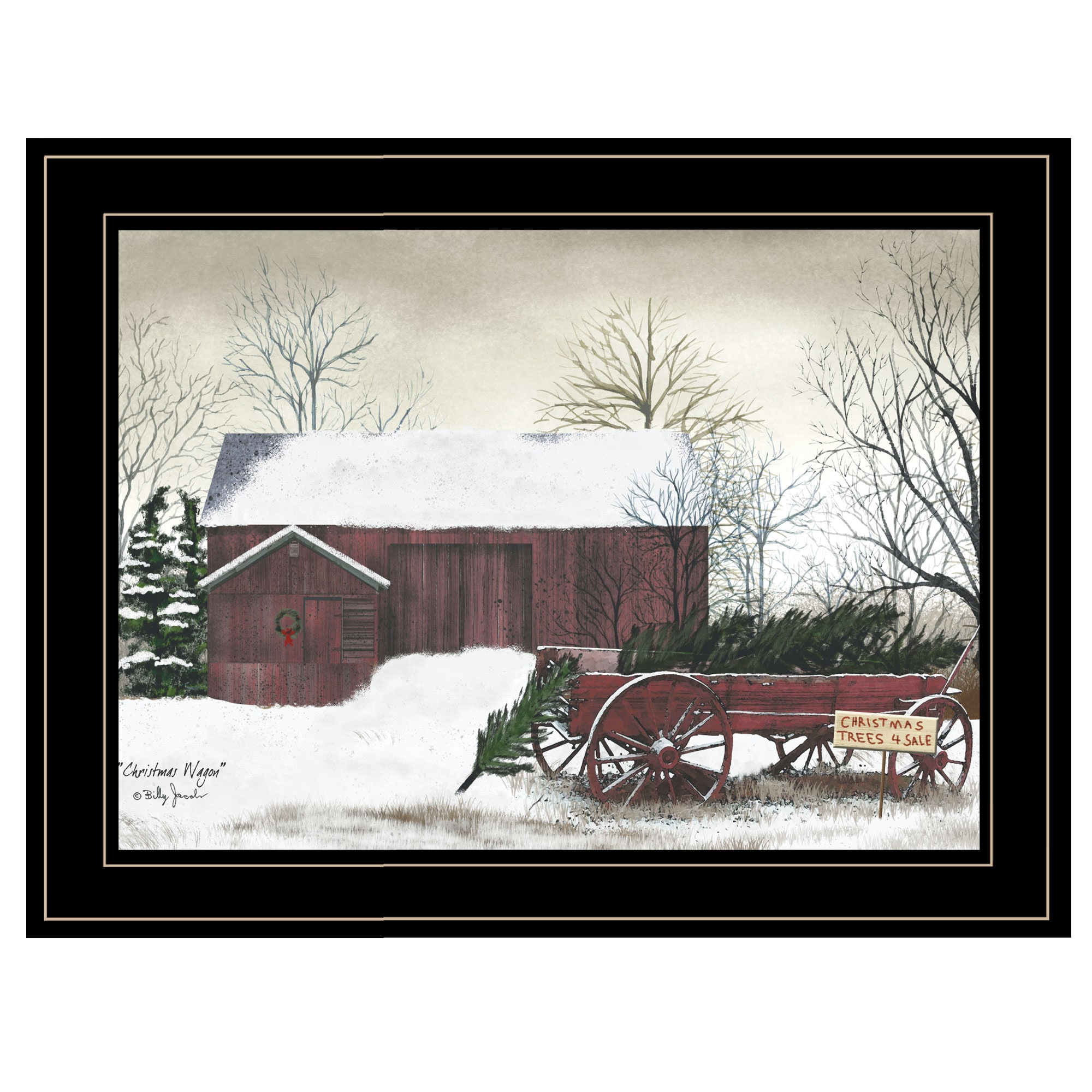 LUXEYARD Christmas Wagon Billy Jacobs Ready to Hang Framed Print Black Frame