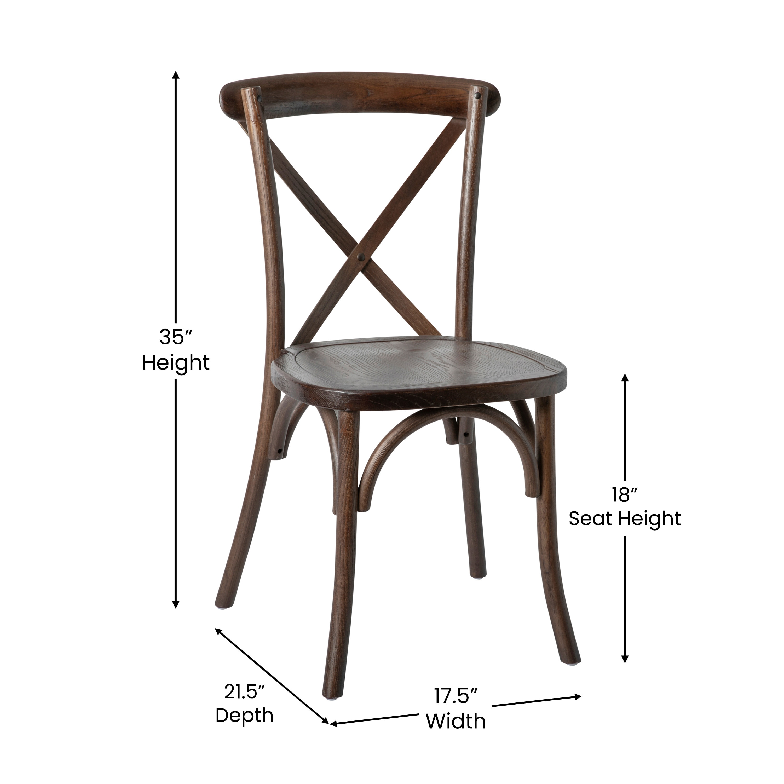Mahogany Wood Cross Back Stackable Side Chair
