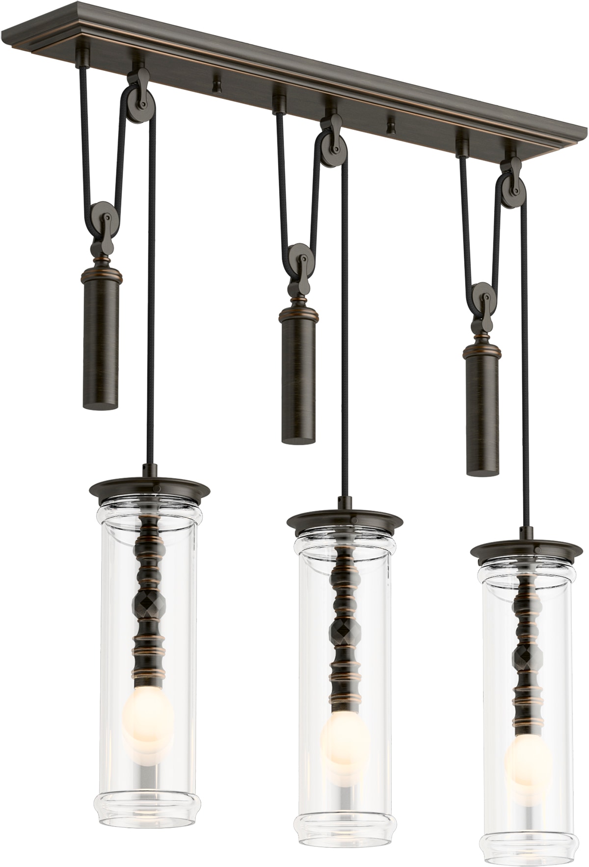 KOHLER 23345-CH03-BZL Damask 3-Light Oil-Rubbed Bronze Traditional Damp Rated Chandelier