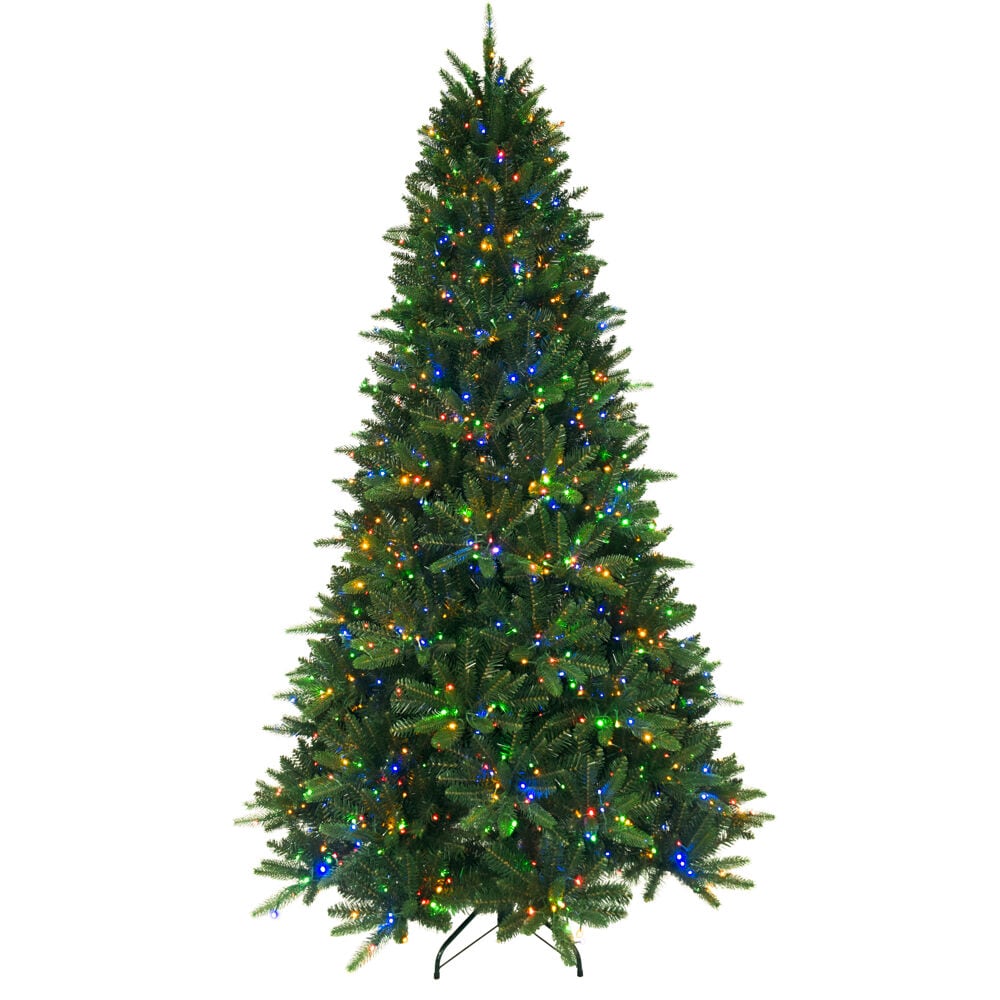 12-Foot York Pine Artificial Christmas Tree with Multicolor LED Lights