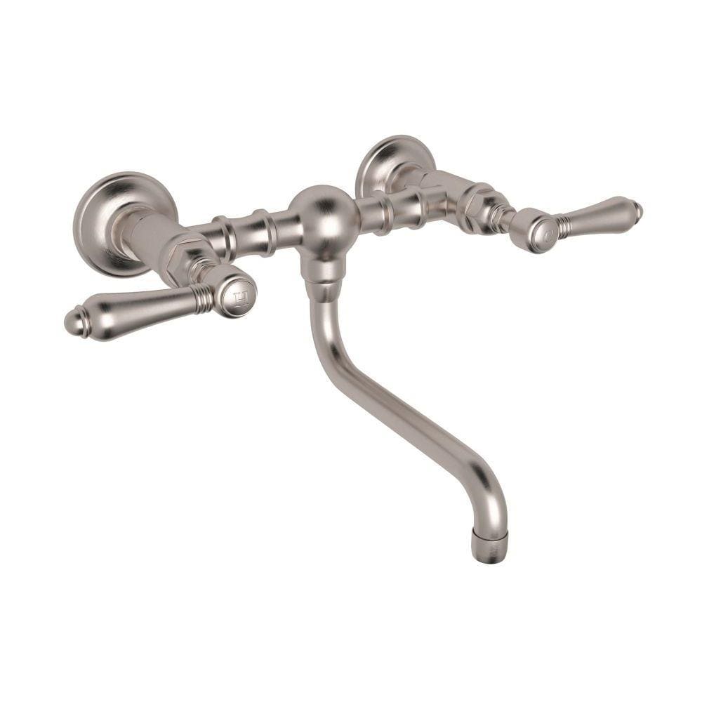 Rohl A1405/44LMSTN-2 Country Bath Satin Nickel Wall-mount 2-handle Low-arc Residential Handle Bathroom Sink Faucet