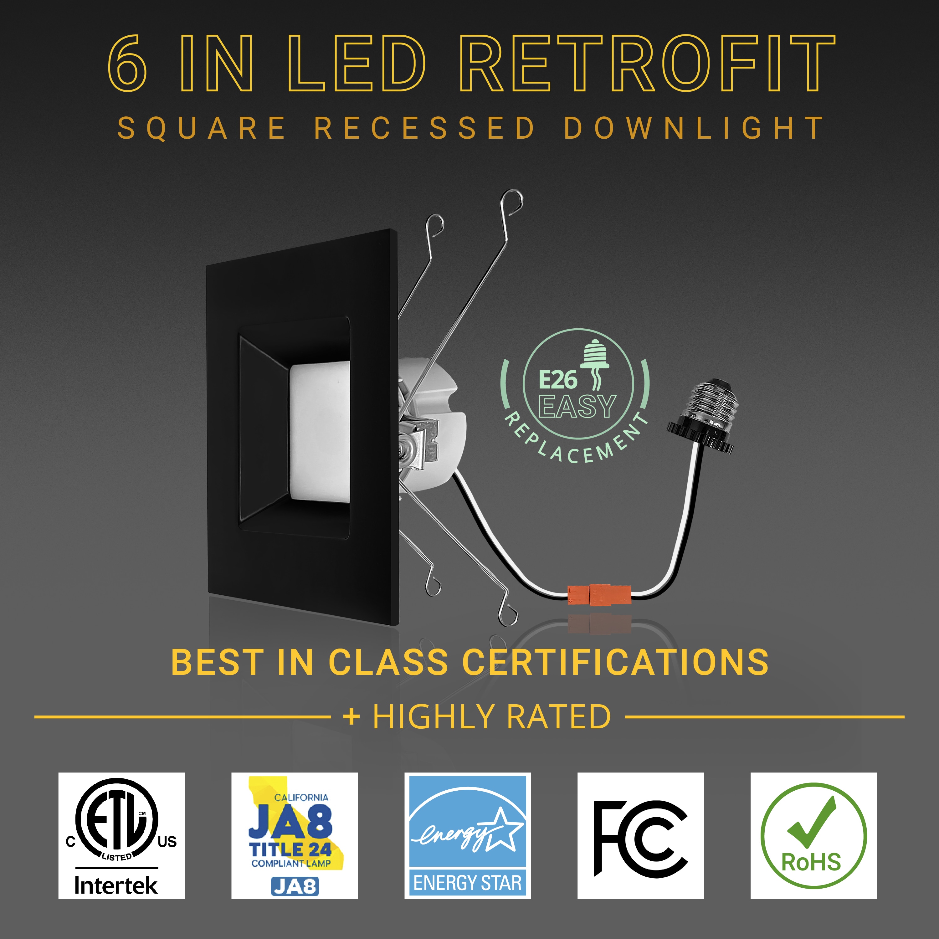 NUWATT SQ-C6-14W-5CCT-BLK-4 Led-Retrofit-Downlight - View #4