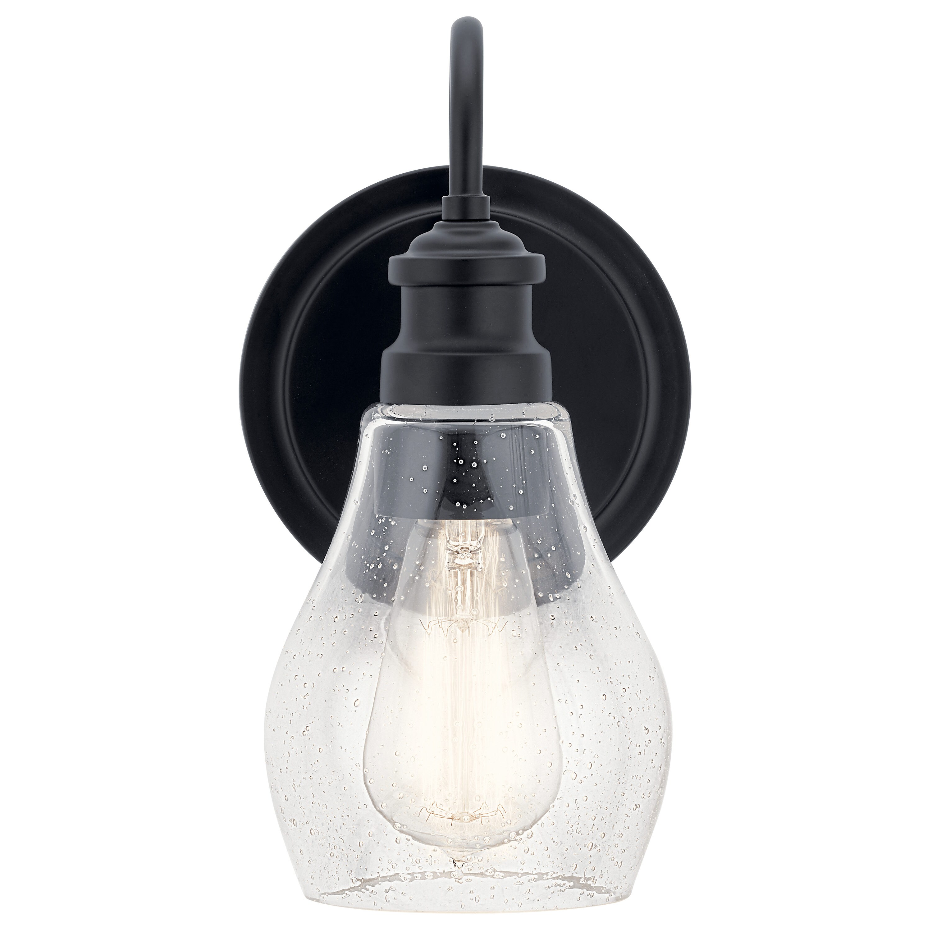 Black Teardrop Shade Outdoor Wall Sconce with Clear Glass