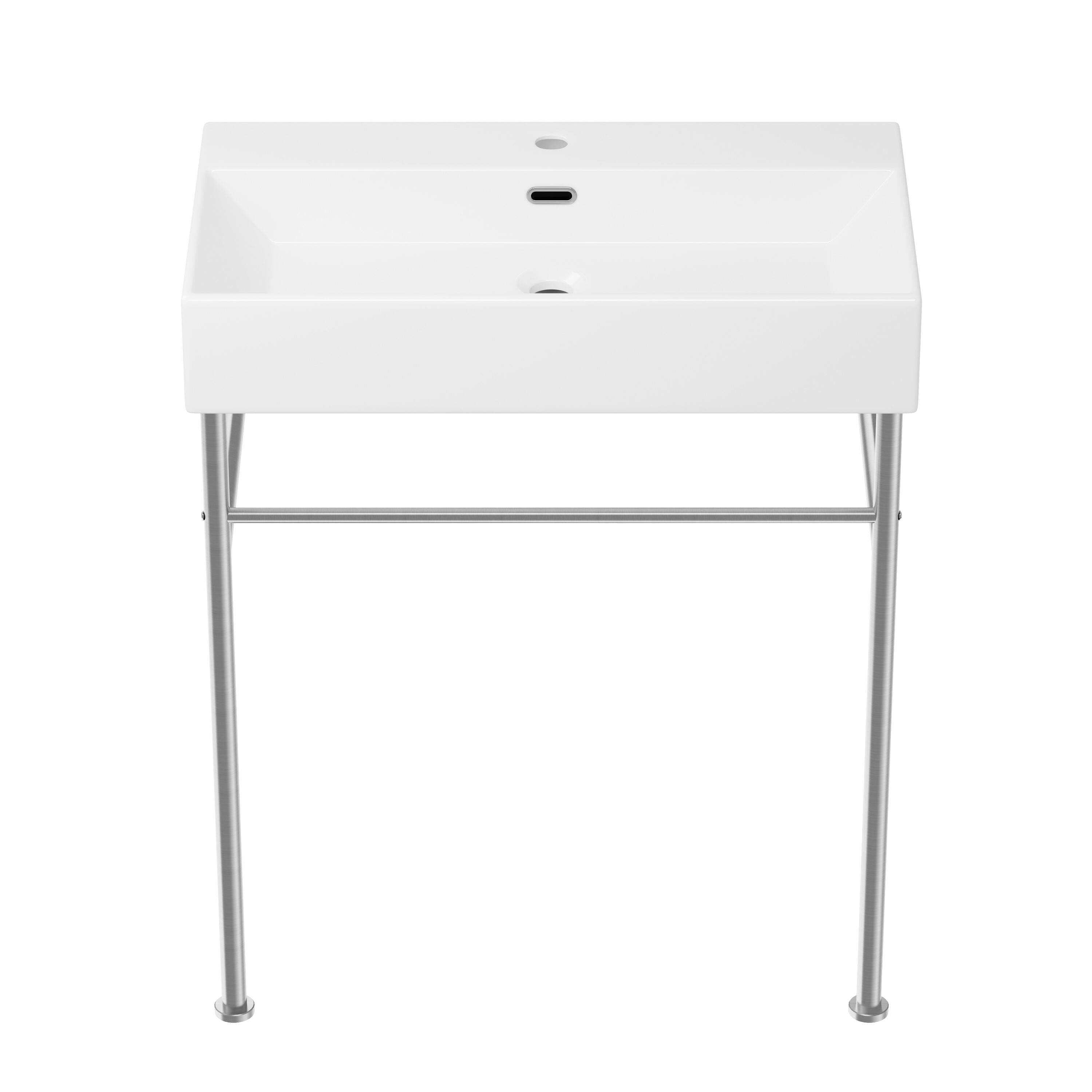 Eridanus Turner Vitreous china Wall-mount Modern White/Brushed Nickel Console Sink with Base ( 29.5-Inches x 16.5-Inches x 35.5-Inches ) #ERI-CB-105-BN