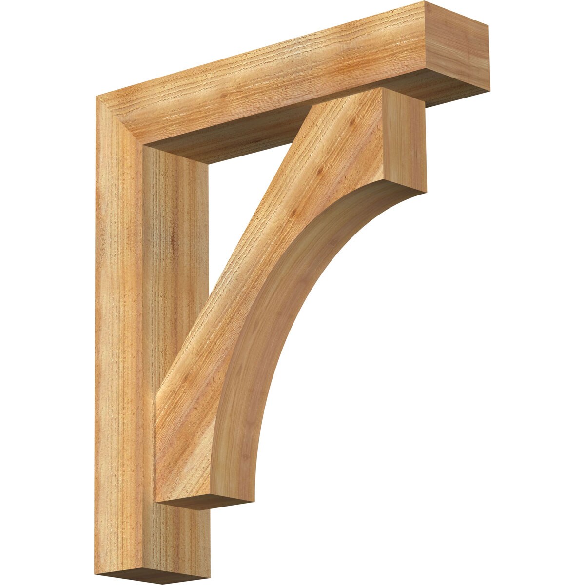 Ekena Millwork 1464350 Westlake Block Rough Sawn Bracket with Offset Brace 6-in x 26-in x 30-in Western red cedar Brown Wood Standard bracket
