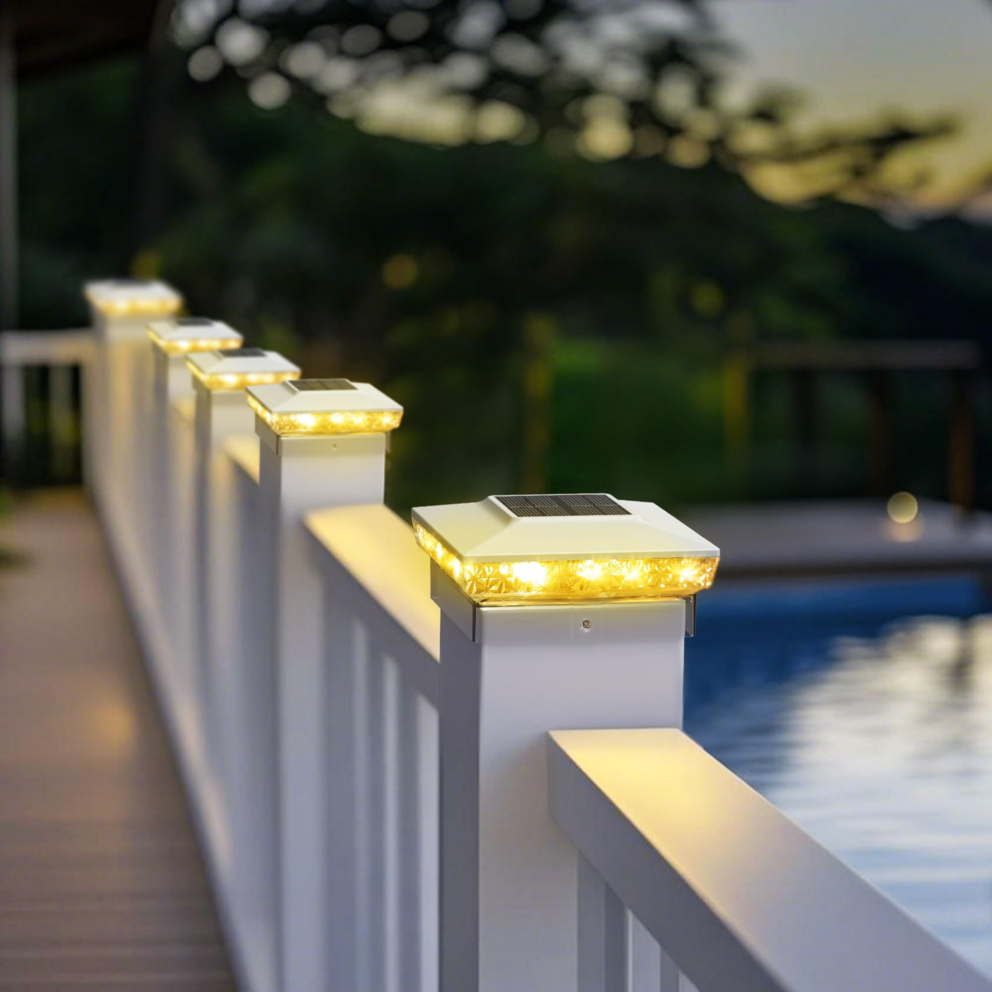 Yichuhaoxi  Solar Post Cap Lights 16 Pack Upgraded Outdoor Deck Fence Post Solar Lights for 4x4 5x5 Wood Vinyl Posts IP65 Waterproof 10 12 Hours