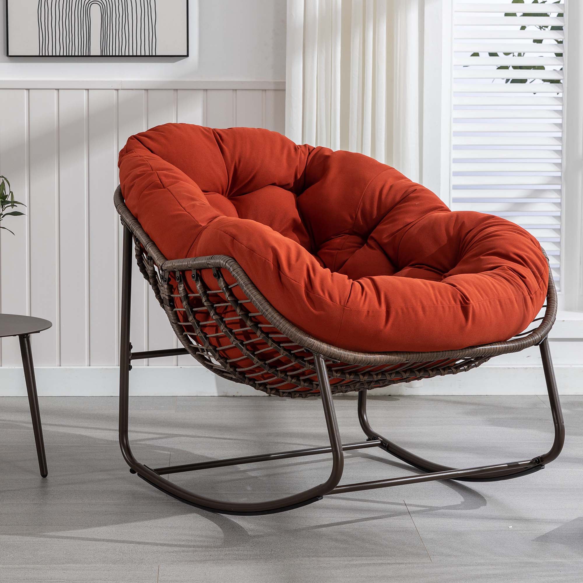 Fun Orange FUN25YZ20 Farmhouse Orange Swivel Rocking Chair
