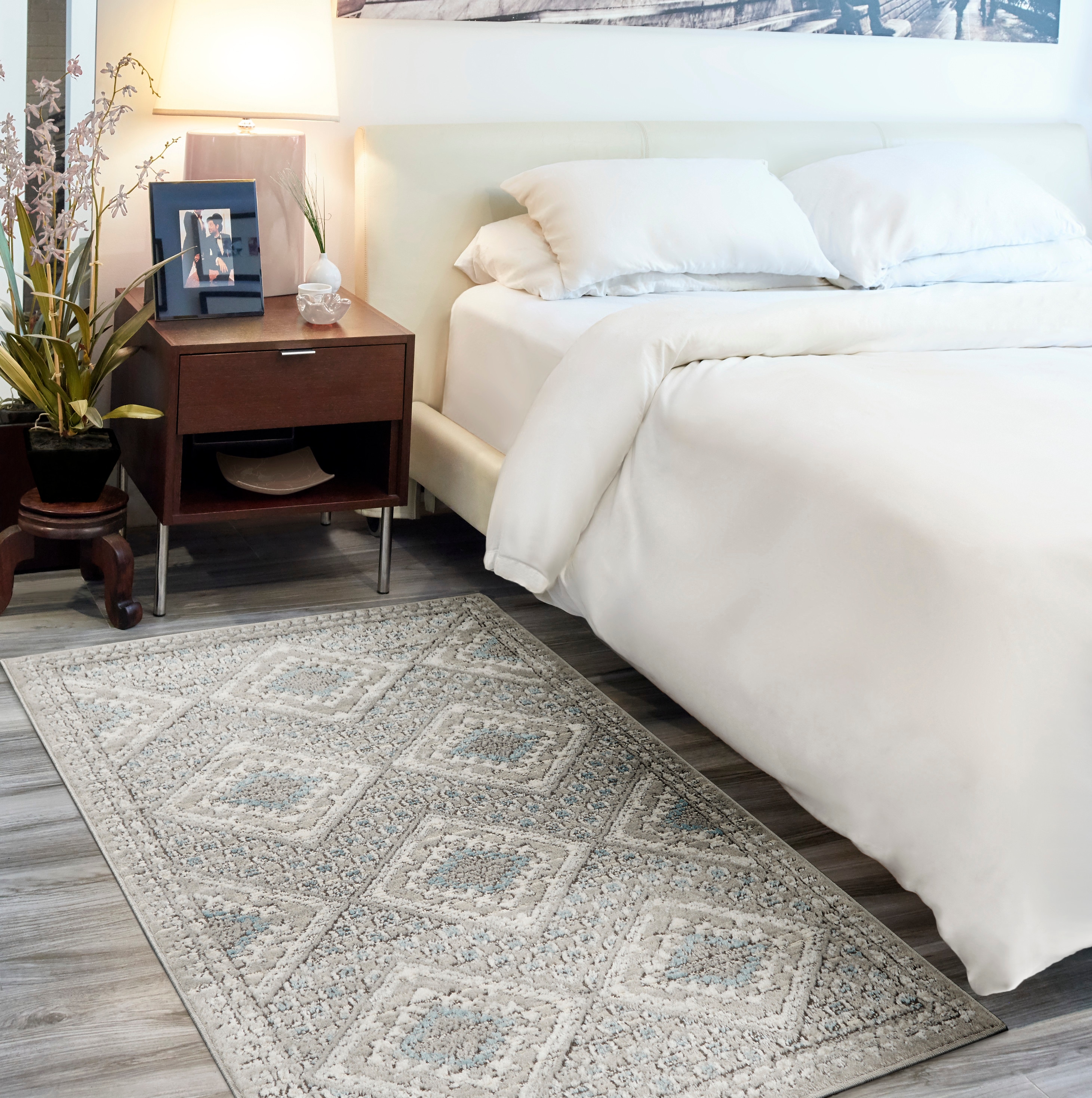Nourison 099446826503 Concerto 3 x 5 (ft) Loomed Polypropylene Grey/Ivory/Blue Rectangular Indoor Tribal Area rug