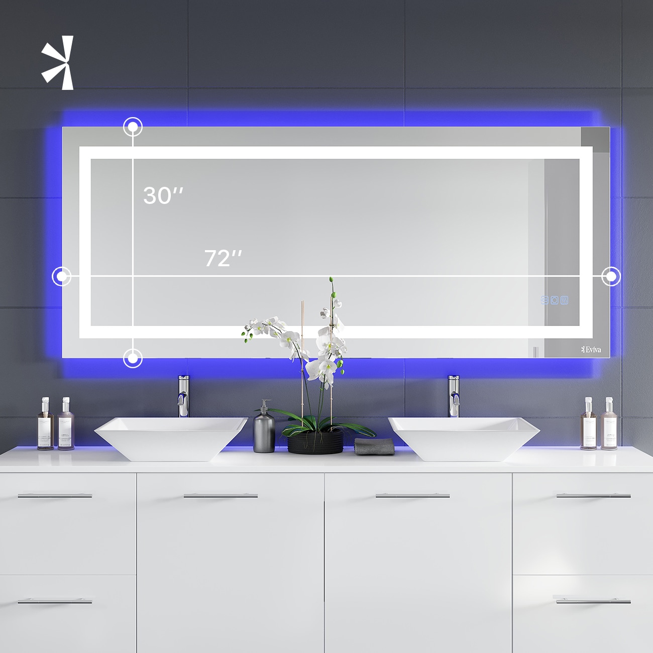Eviva EVMR52-72X30-LED Framed-Bath-Mirrors - View #2