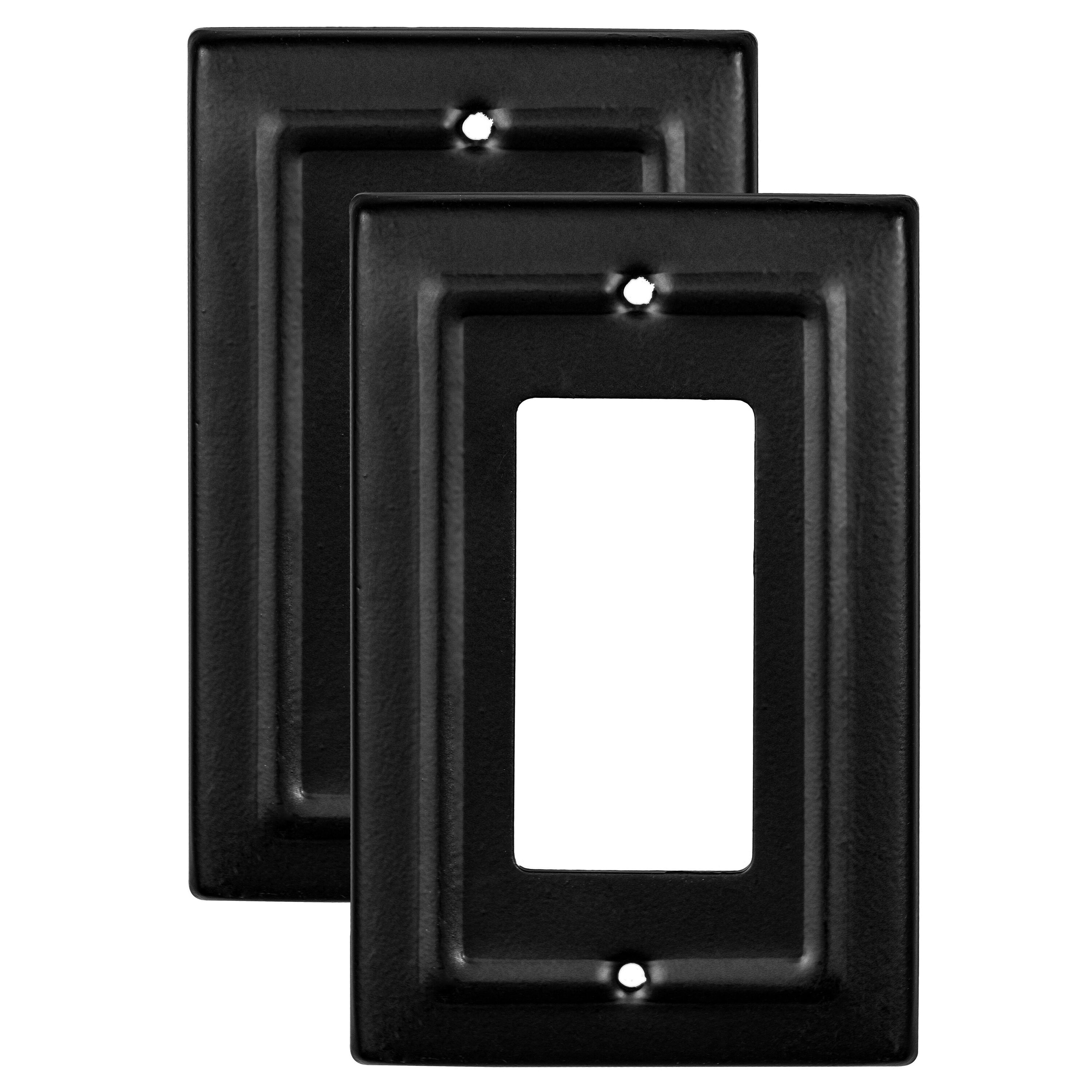 Monarch Abode 19157 Architectural 1 -Gang Standard Size Matte Black Metal Indoor Wall Plate 2 -Pack