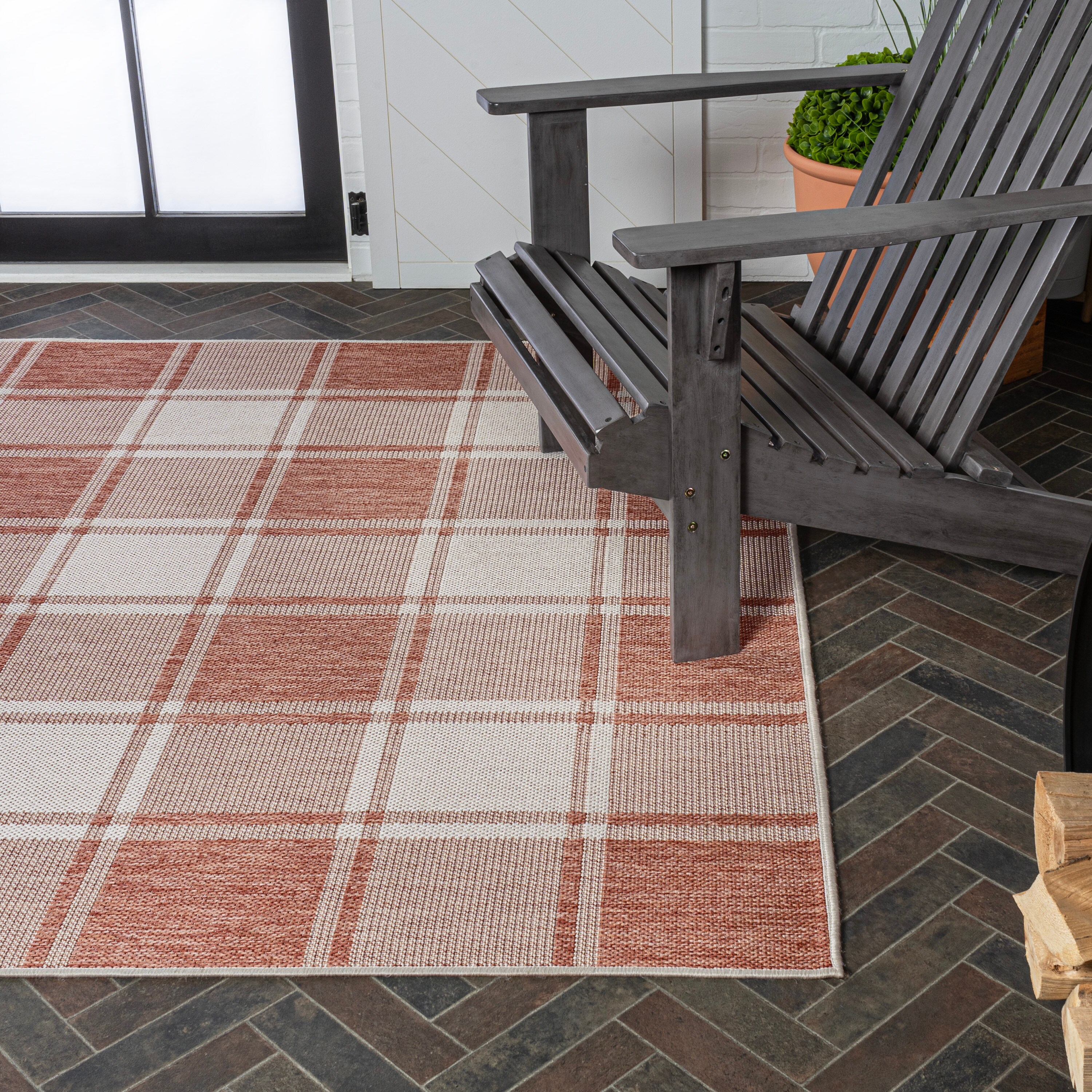 Sabine Salmon and Cream Synthetic 3 x 5 Rectangular Area Rug