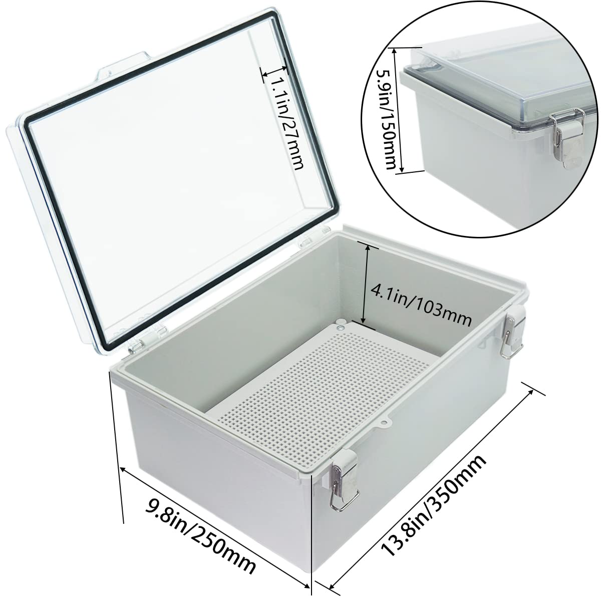 Lukvuzo Junction Box Hinged Clear Cover Stainless Steel Latch IP67 ...