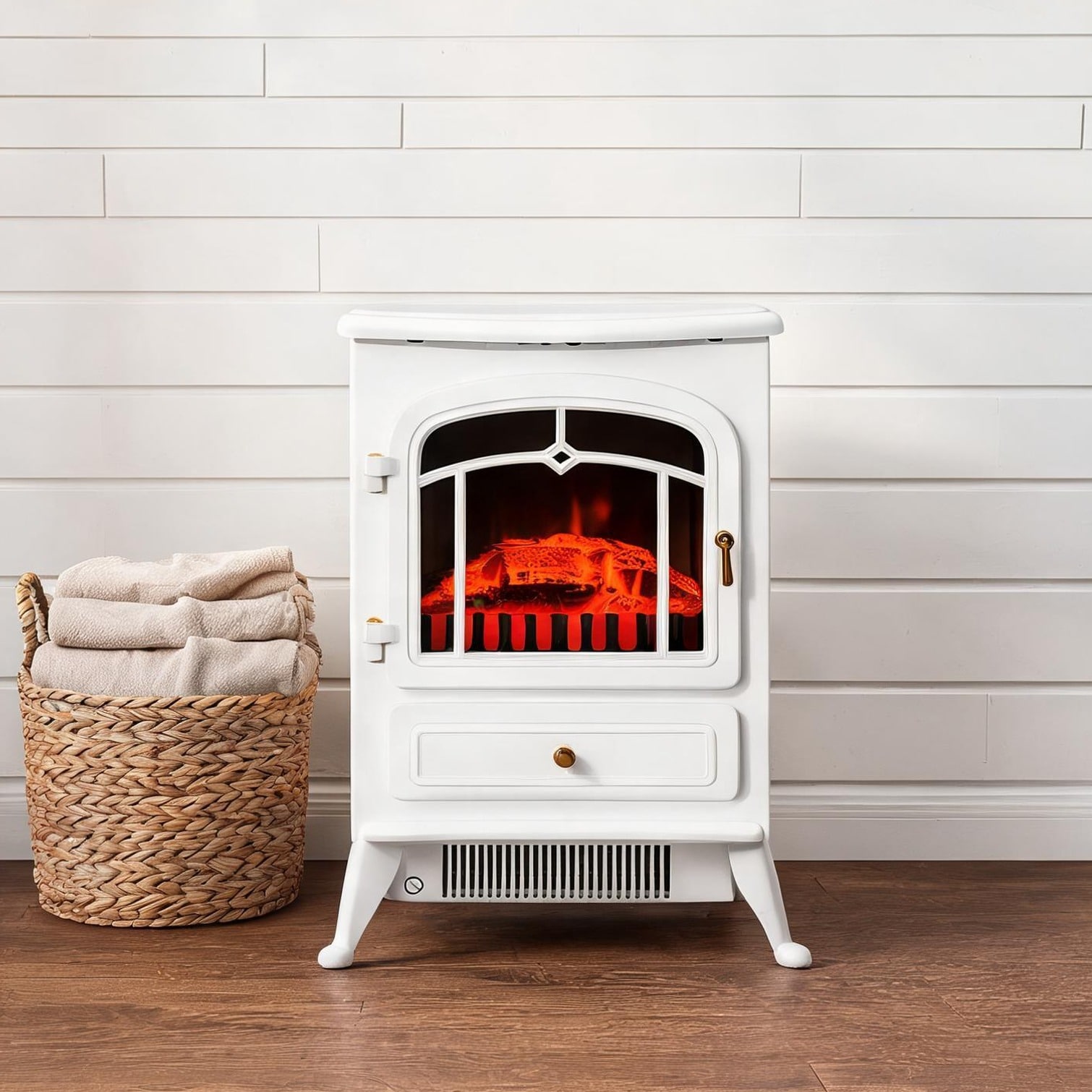 chillscreamni Fireplaces and Accessories with White Metal and Tempered ...