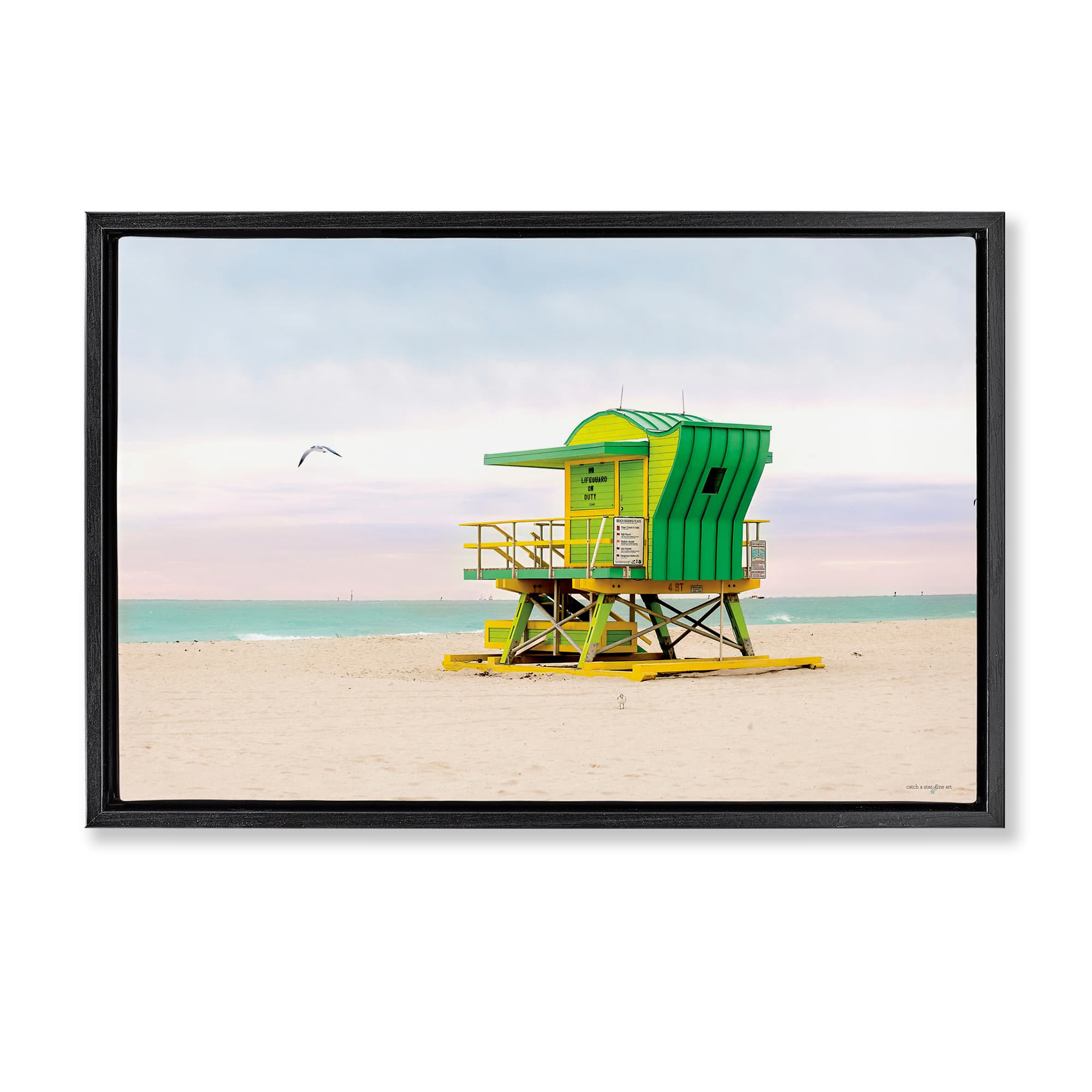 Stupell Industries BT-558-FFB-20X30 Lime Green Lifeguard Hut Floating Frame design by Seven Trees Design
