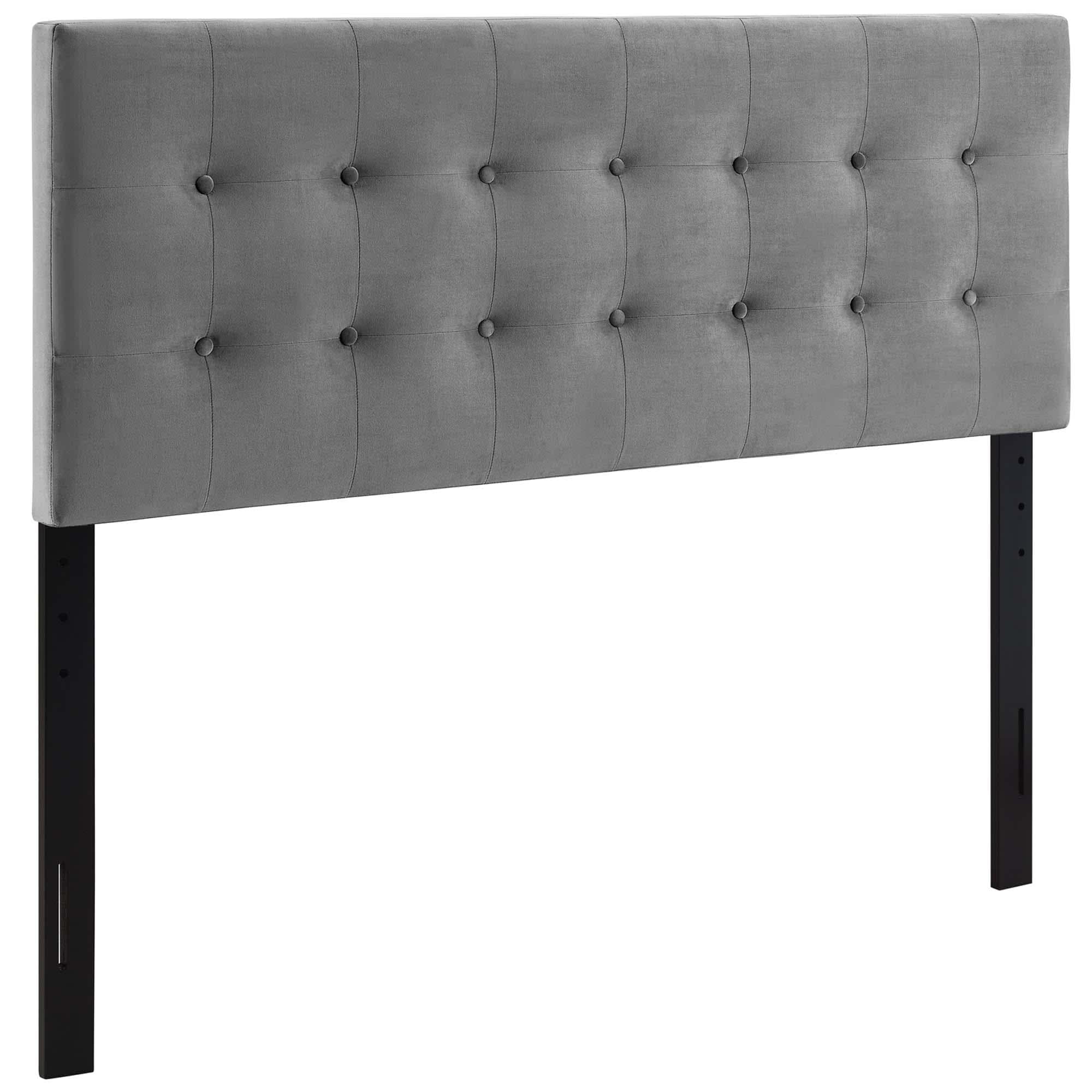  Emily Biscuit Tufted Performance Velvet Full Headboard in Gray