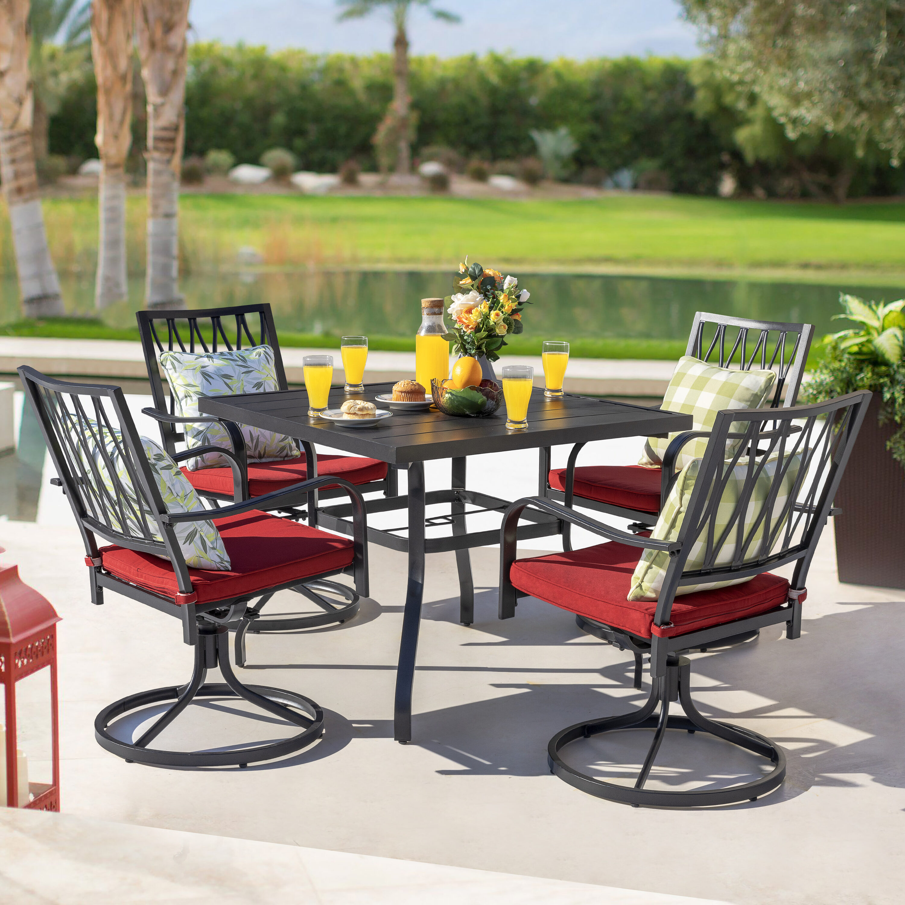 Hampton Bay Lakewood 5-Piece Eucalyptus Patio Chat Set with