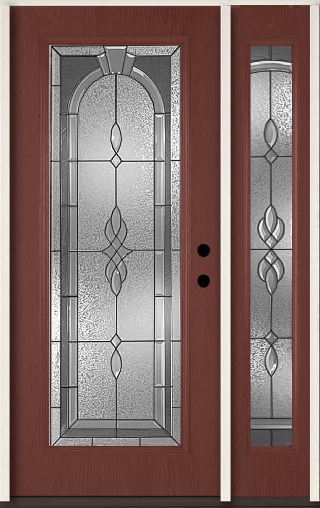 RELIABILT LO911176 Hampton 48-in x 80-in x 4-9/16-in Fiberglass Full lite Left-hand inswing Wineberry Stained Prehung Front Door with Left Sidelight Insulating core