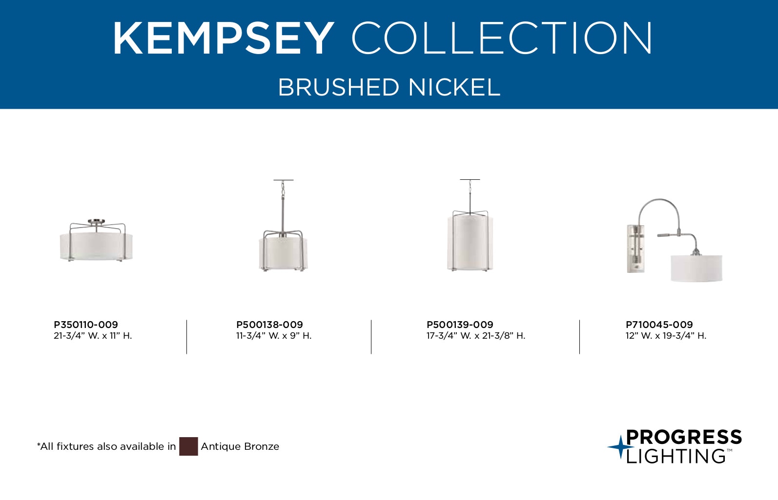 Kempsey Brushed Nickel 3-Light Semi-Flush Convertible Ceiling Light