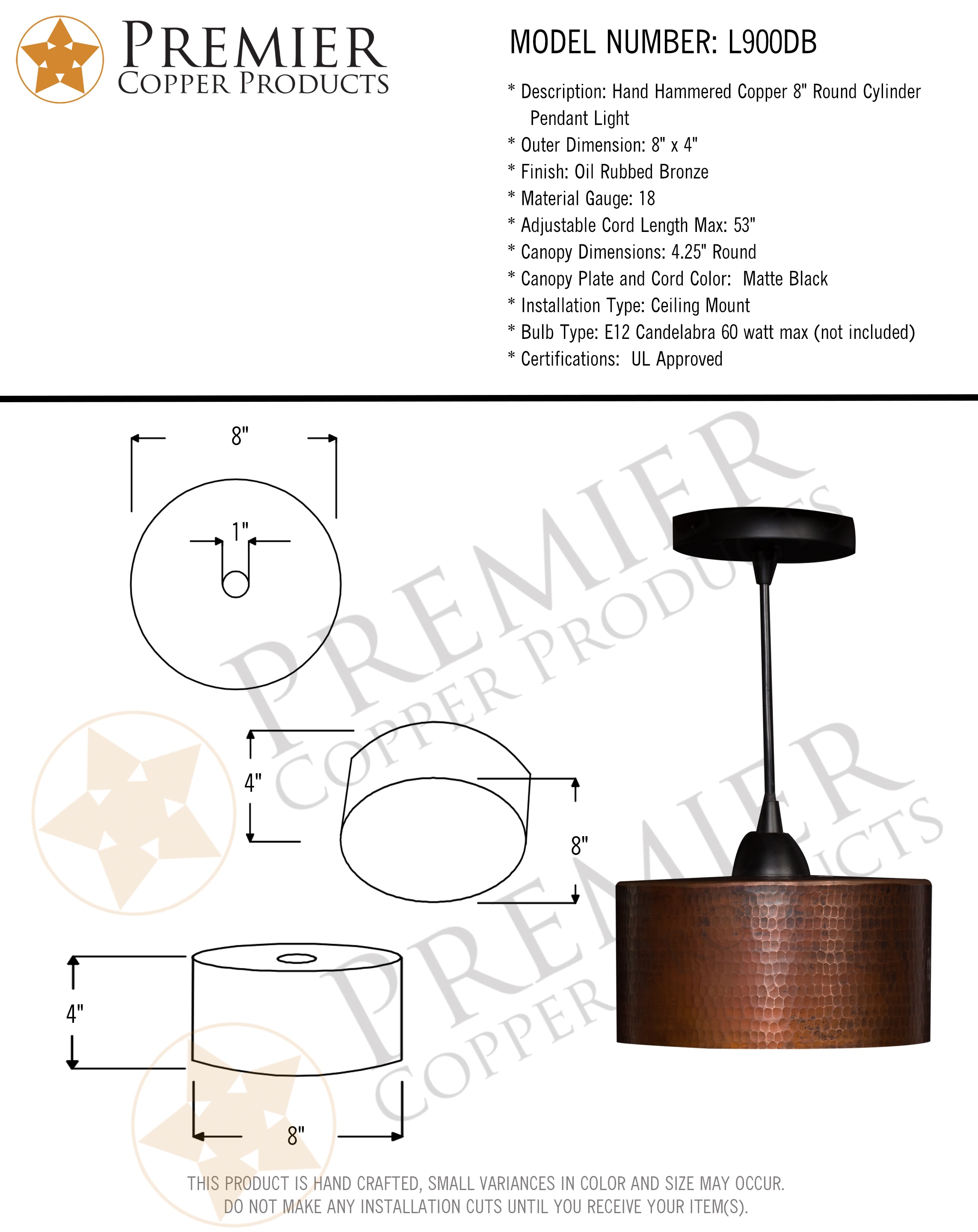 PREMIER COPPER PRODUCTS L900DB Pendant-Lights - View #9