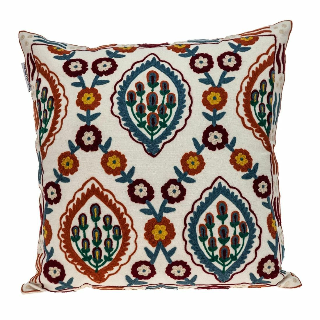 HomeRoots 4000402715 Floral Embroidered Multicolor Decorative Pillow
