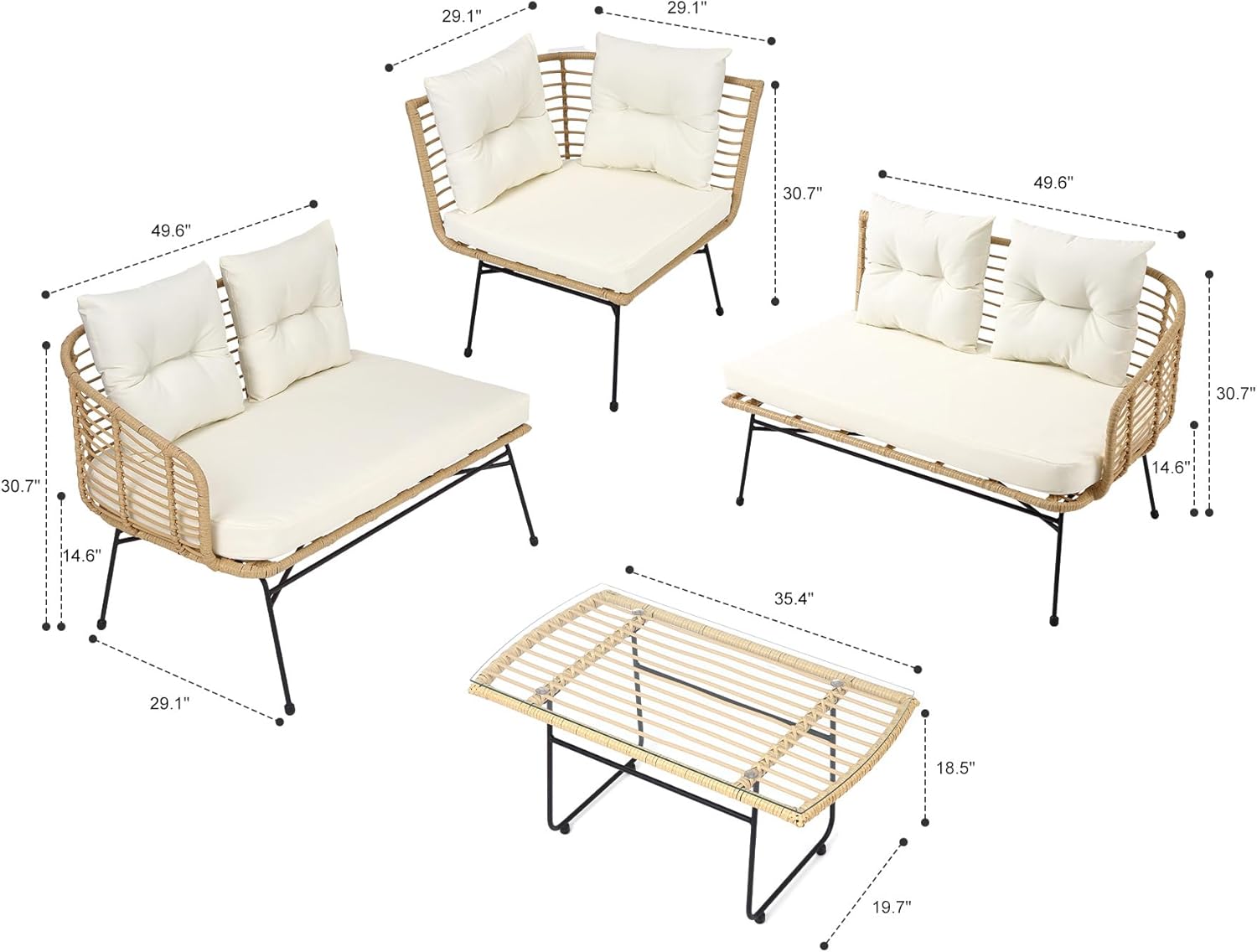 Qeetex DHZ-PHO-12XSKPQP Patio-Sofas-Daybeds - View #2