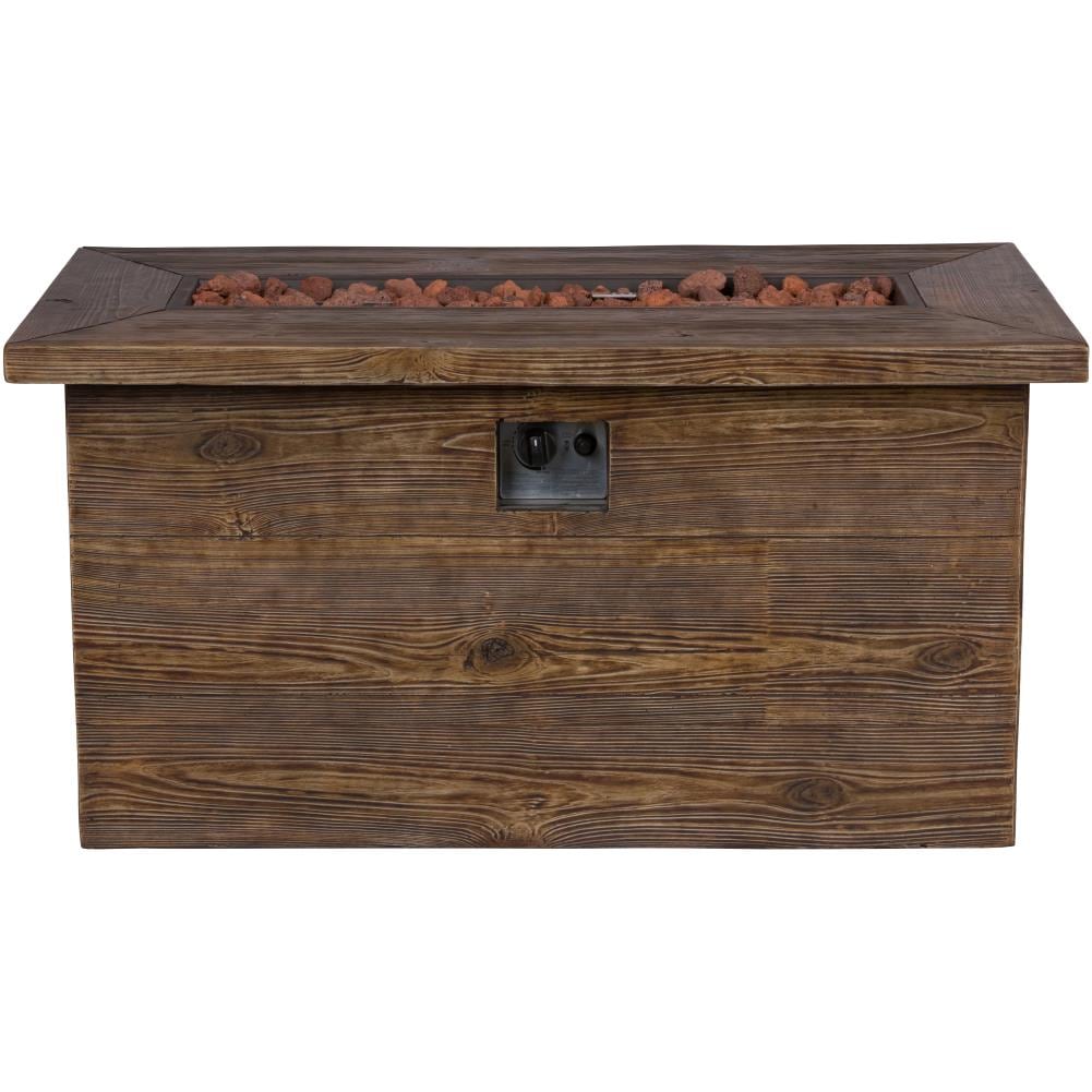 Shine Company 6203BR Merida 48-in W Brown Concrete Rectangle Tabletop Liquid propane Fire pit table
