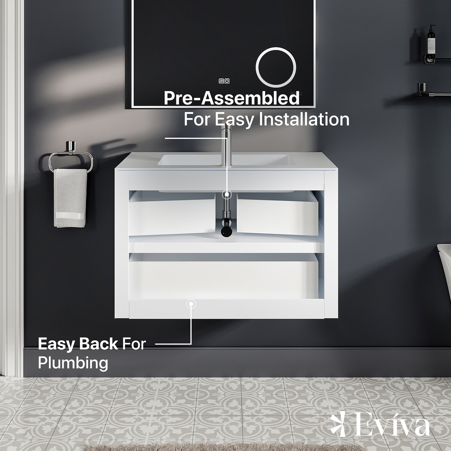 Eviva Vienna 36-in Multiple Colors Single Sink Floating Bathroom Vanity ...