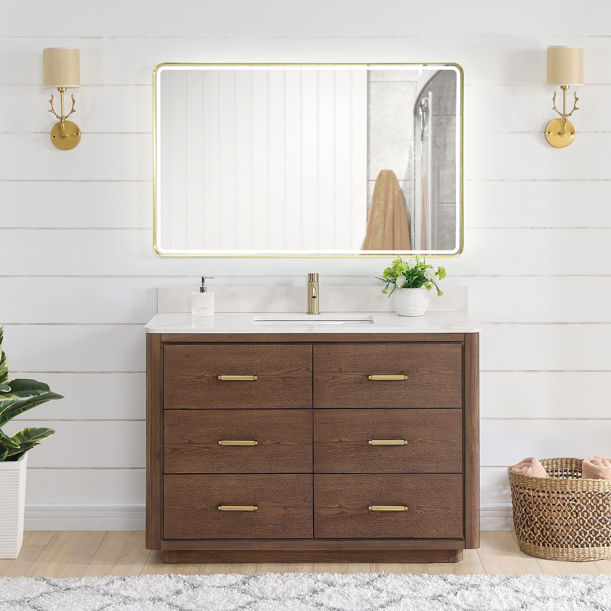 Vinnova Porto 48 In. Free-standing Single Bath Vanity In Aged Dark 