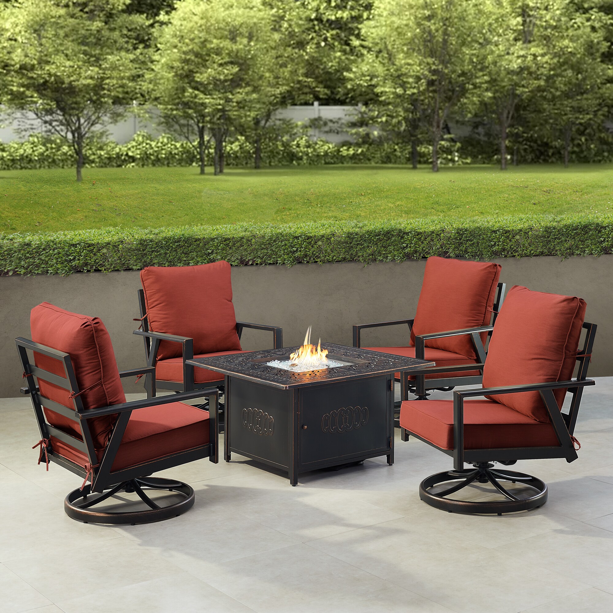 Oakland Living LUX4CHRONINRDCUA 14-Piece Patio Conversation Set with Red Cushions