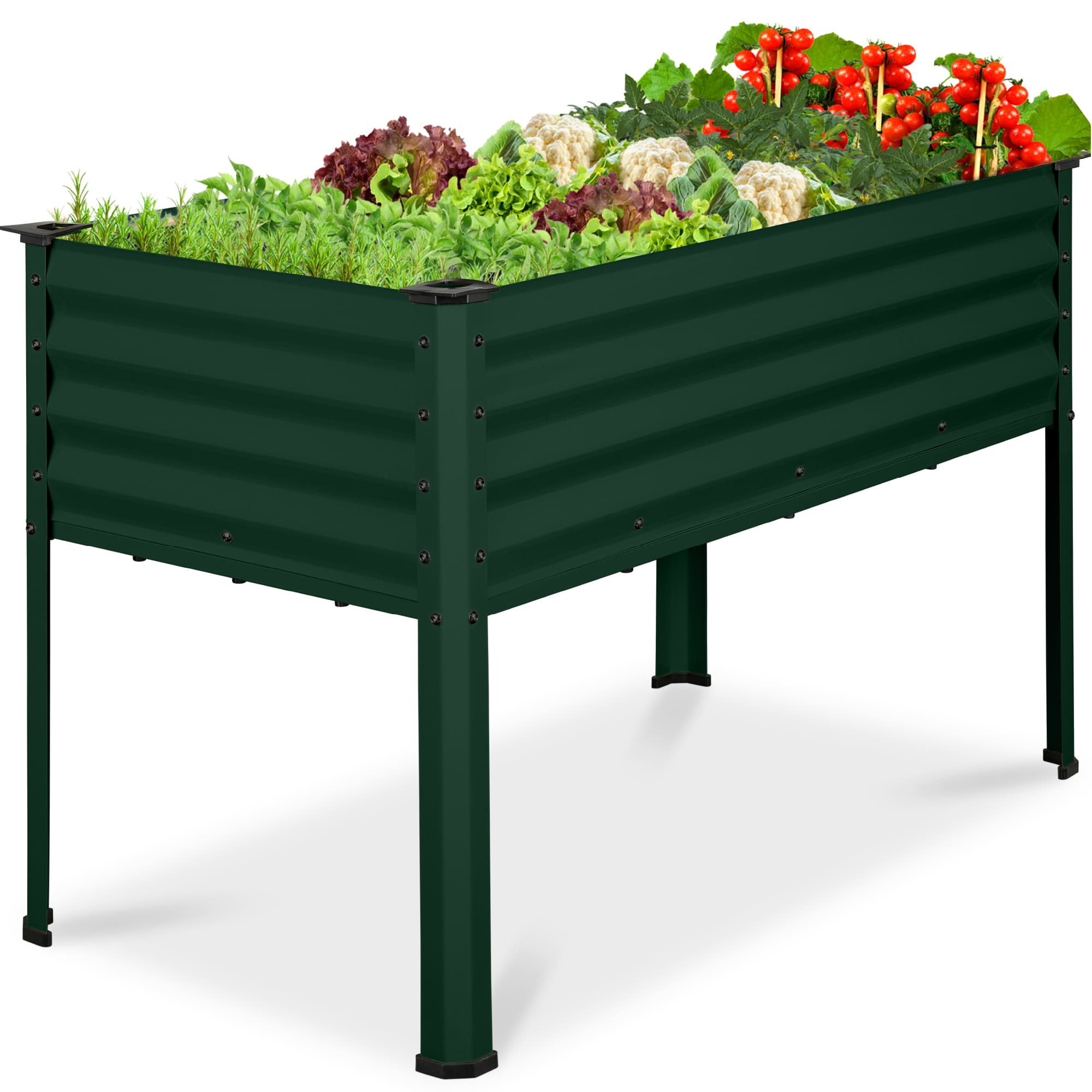 Best Choice Products 48x24x30in Elevated Galvanized Metal Garden Bed w/ Corner Protectors - Dark Green #SKY8705