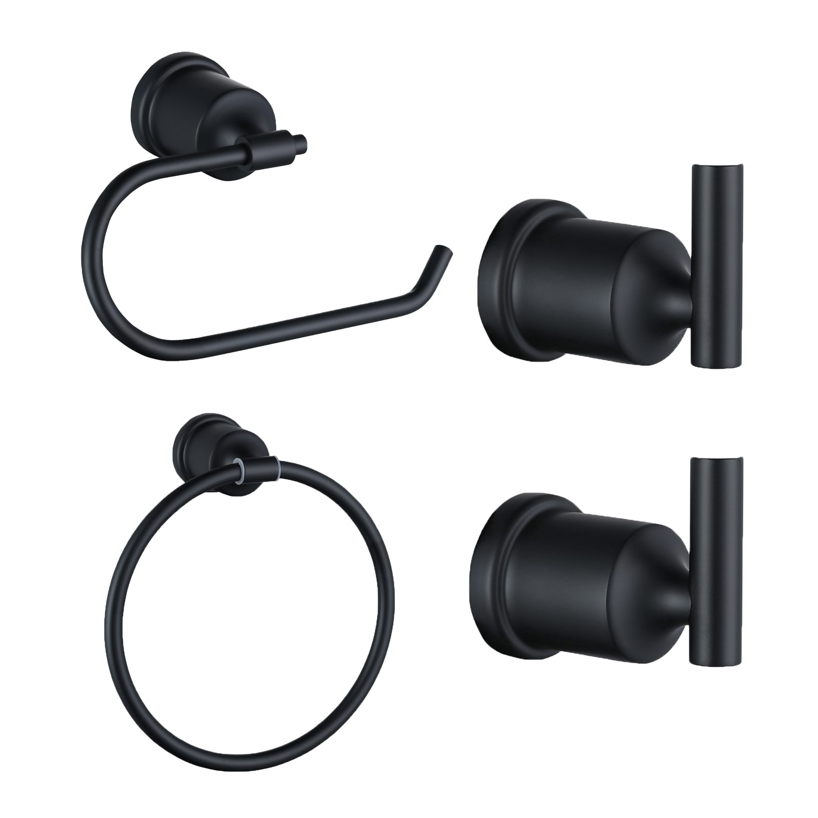 WOWOW 4031201B 4 -Piece Black Decorative Bathroom Hardware Set Toilet Paper Holder, Towel Ring ,Robe Hook Included