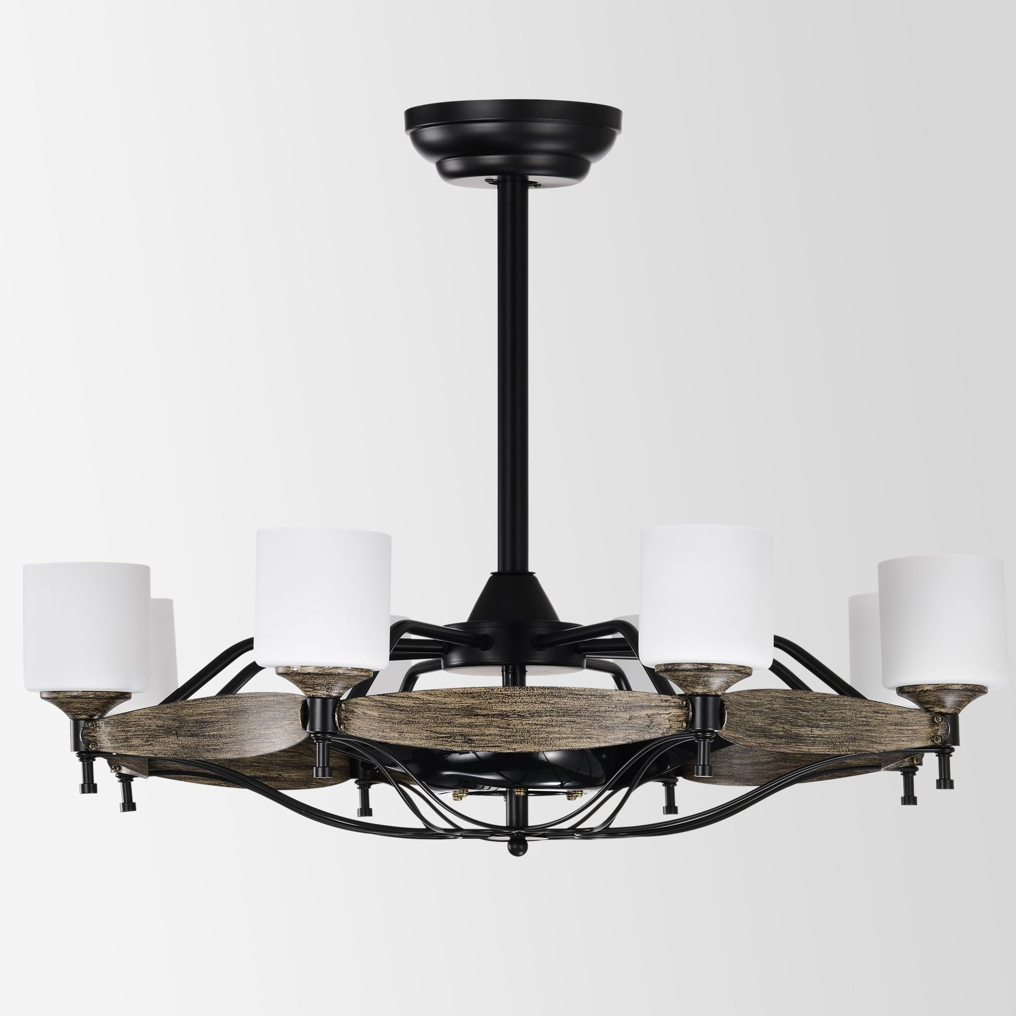 WELLFOR AMVS-C01 33-in Black with Matte Blades Ceiling Fan Light Kit Compatible - Remote Included ( 3 -Blade )