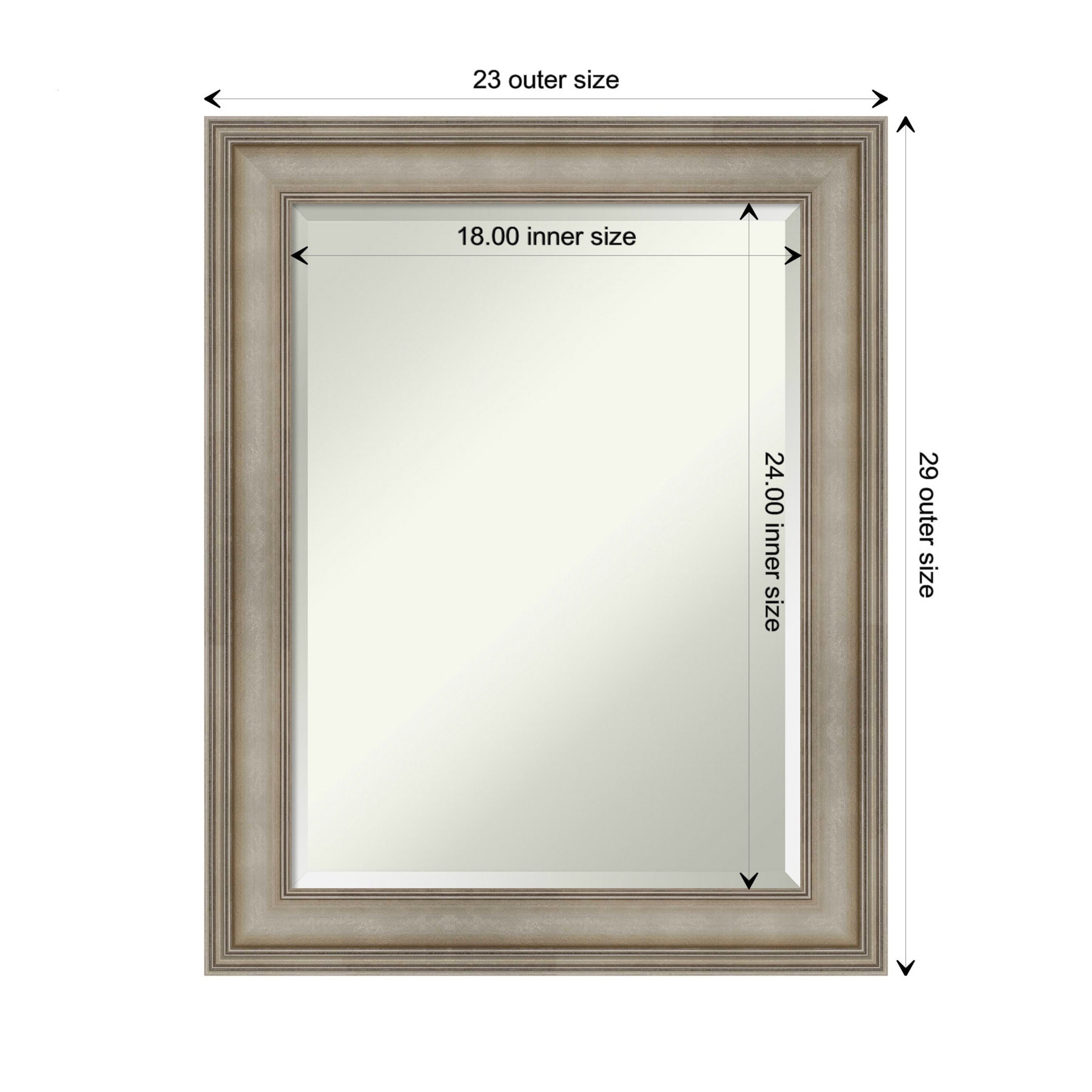 Mezzanine Antique Silver 29" x 23" Beveled Wood Bathroom Vanity Mirror